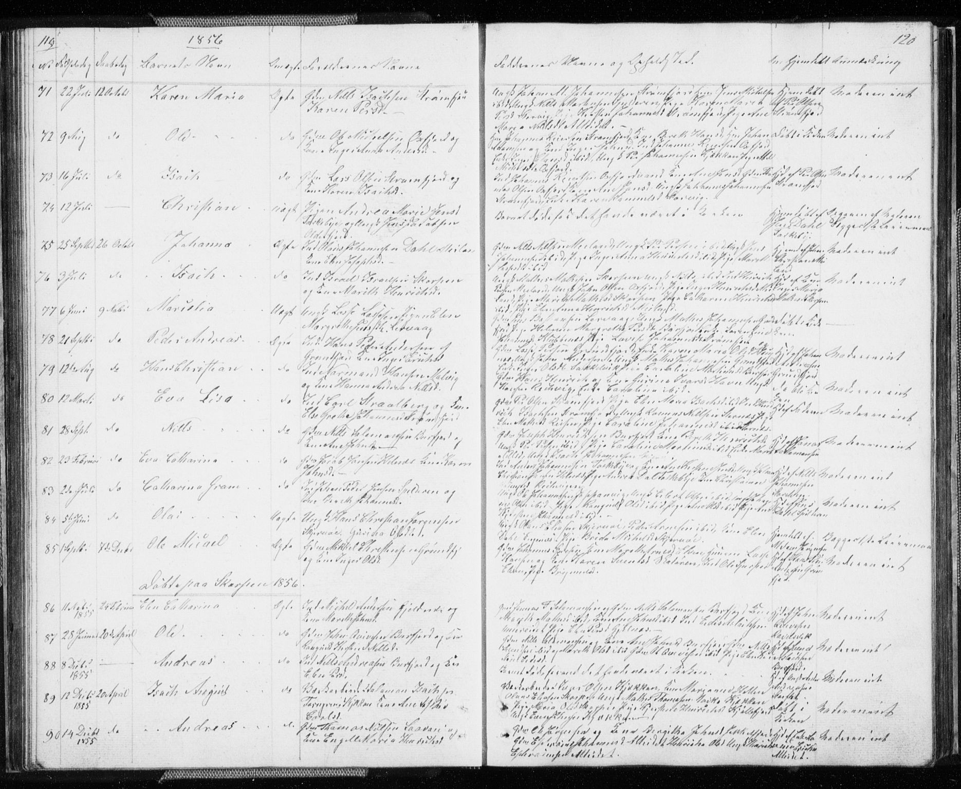 Skjervøy sokneprestkontor, AV/SATØ-S-1300/H/Ha/Hab/L0003klokker: Klokkerbok nr. 3, 1849-1861, s. 119-120