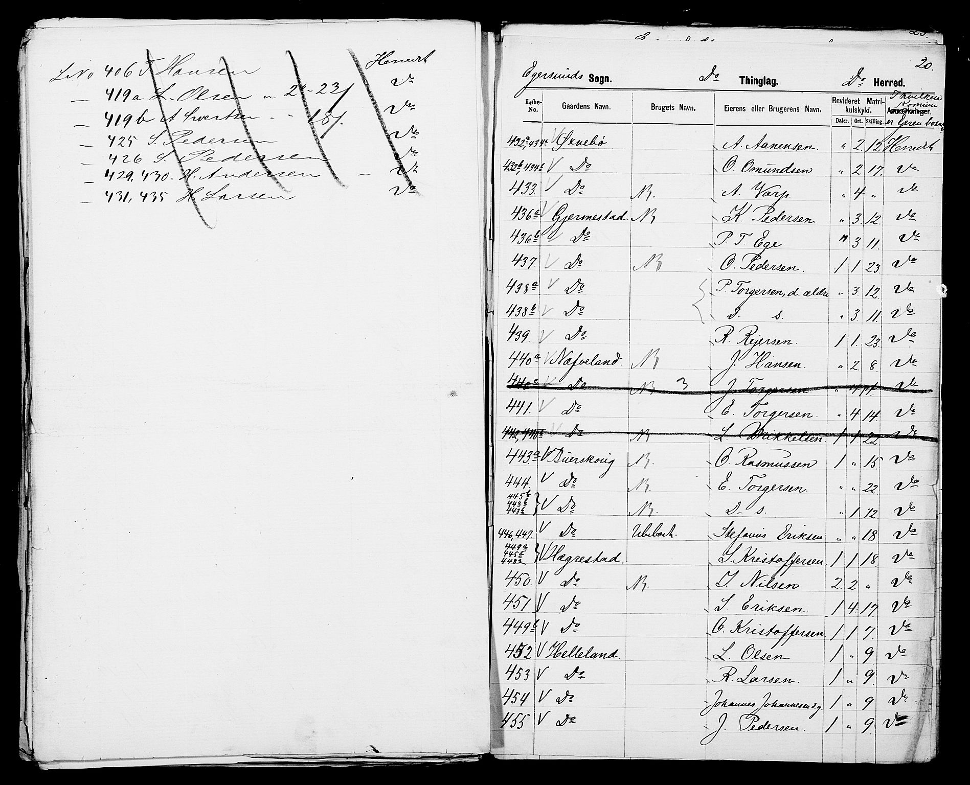 SAST, Folketelling 1875 for 1116L Eigersund prestegjeld, Eigersund landsokn og Ogna sokn, 1875, s. 45