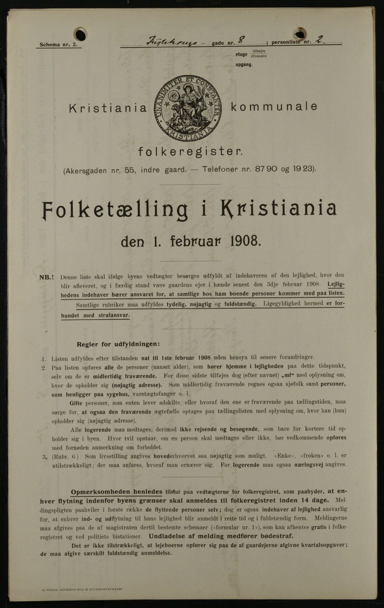 OBA, Kommunal folketelling 1.2.1908 for Kristiania kjøpstad, 1908, s. 25605