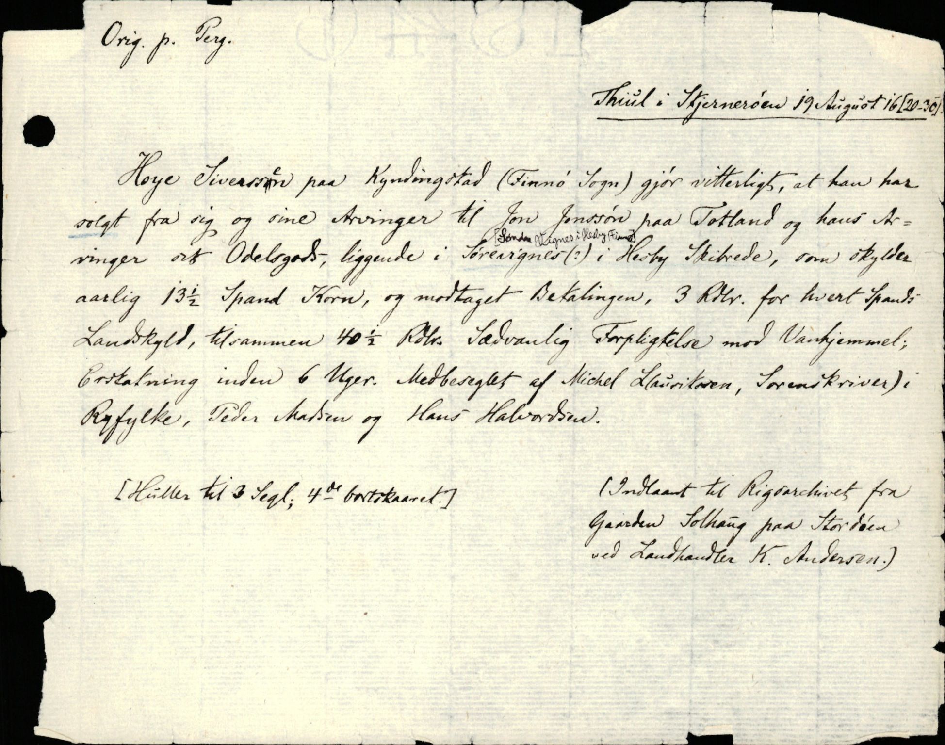 Riksarkivets diplomsamling, AV/RA-EA-5965/F35/F35d/L0003: Innlånte diplomer, seddelregister, 1621-1642, s. 291