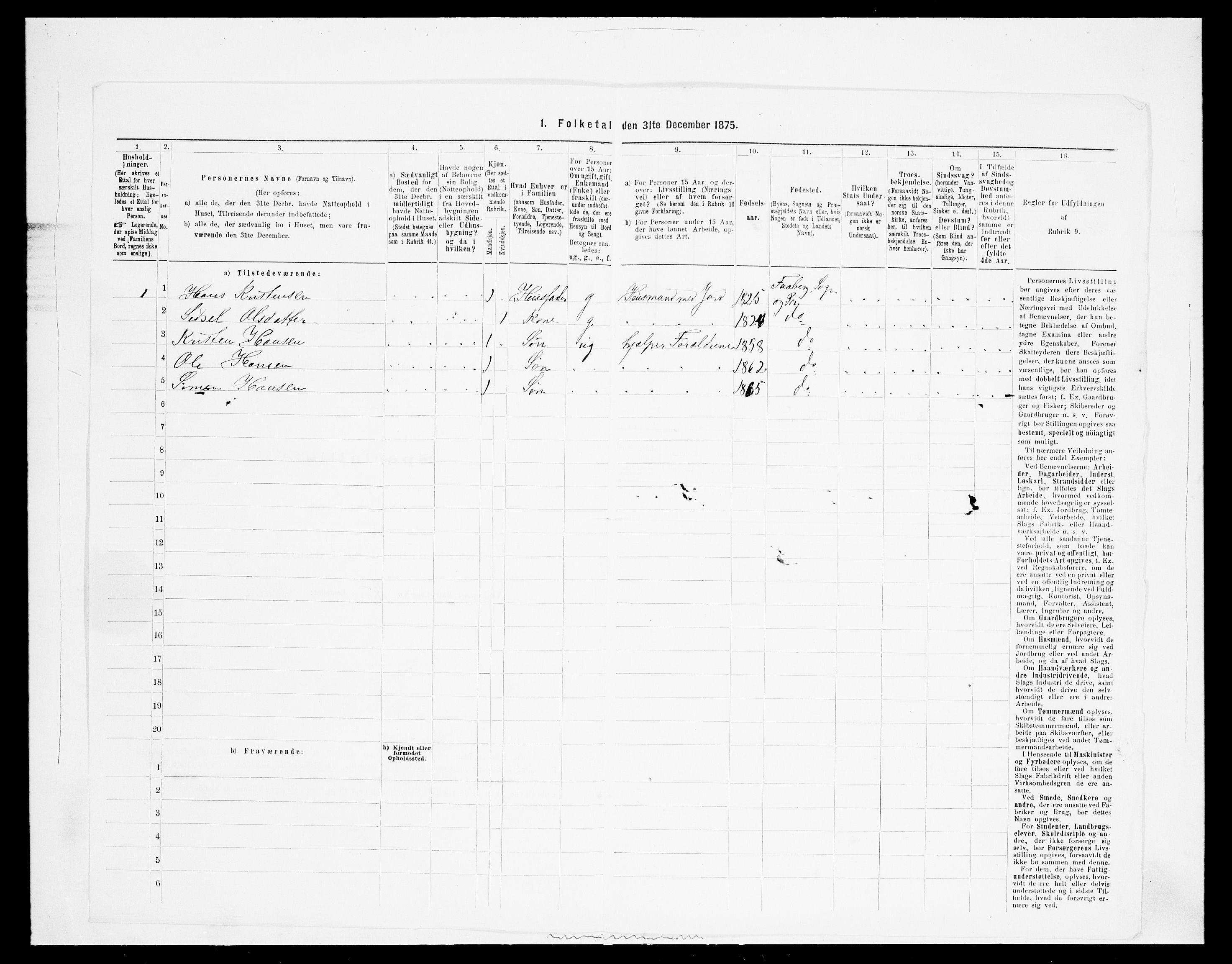 SAH, Folketelling 1875 for 0524L Fåberg prestegjeld, Fåberg sokn og Lillehammer landsokn, 1875, s. 835