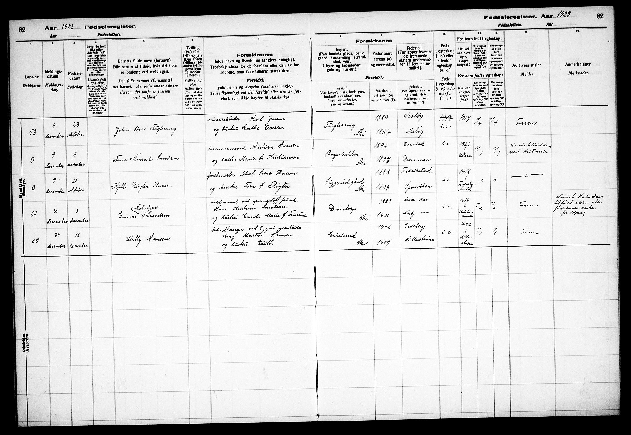 Kråkstad prestekontor Kirkebøker, AV/SAO-A-10125a/J/Jb/L0001: Fødselsregister nr. II 1, 1916-1936, s. 82