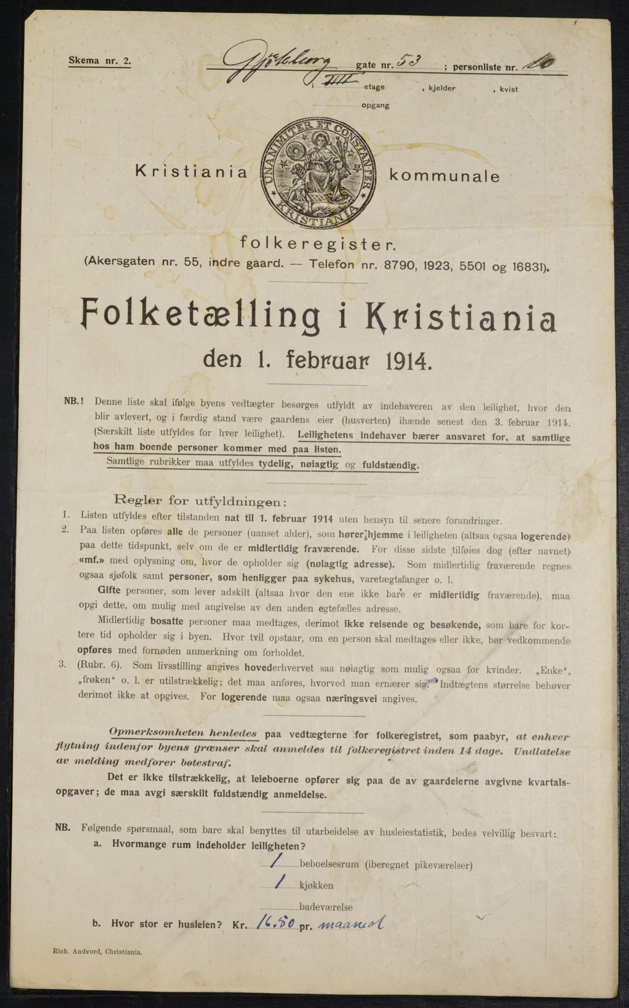 OBA, Kommunal folketelling 1.2.1914 for Kristiania, 1914, s. 33364