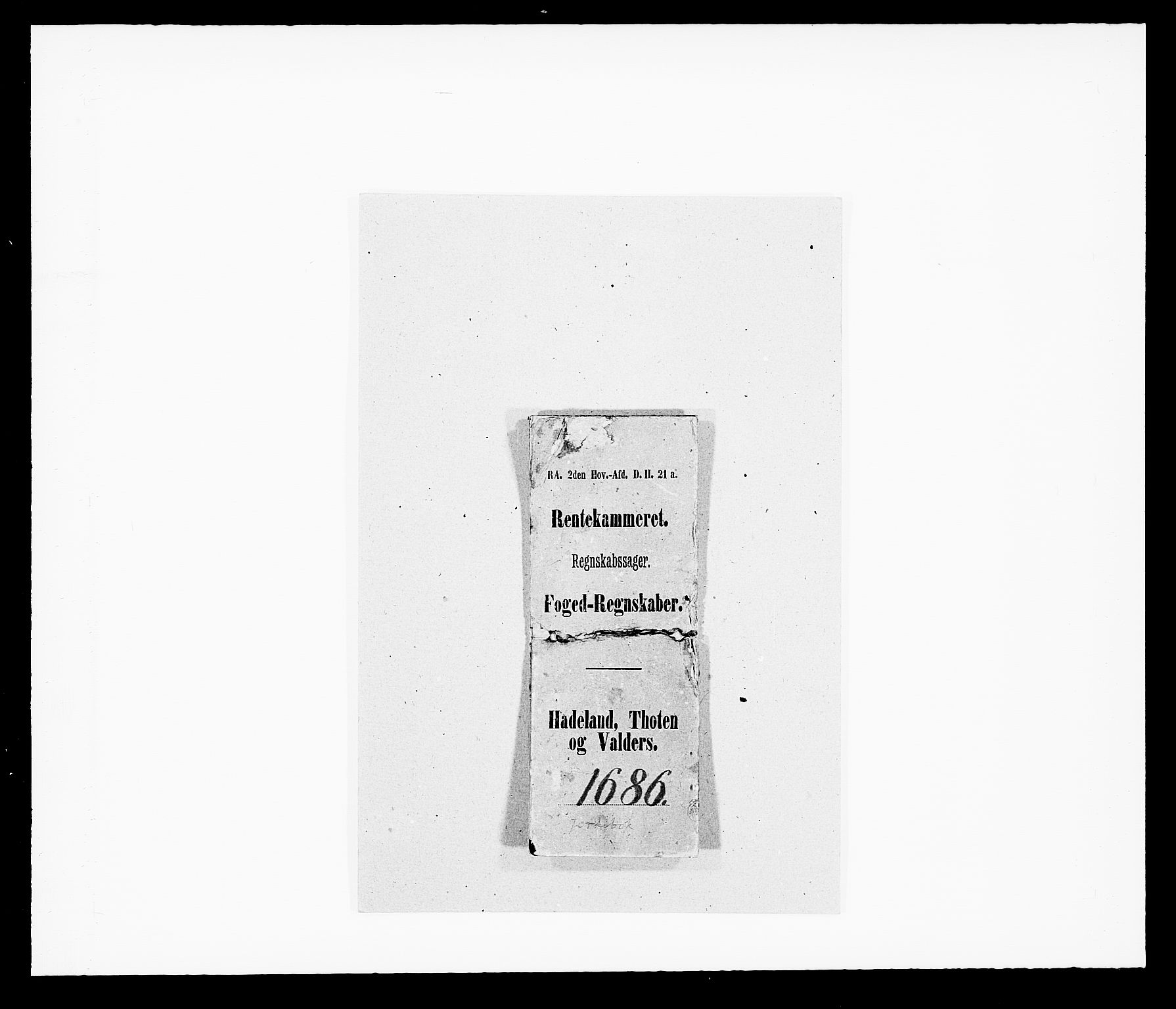 Rentekammeret inntil 1814, Reviderte regnskaper, Fogderegnskap, AV/RA-EA-4092/R18/L1285: Fogderegnskap Hadeland, Toten og Valdres, 1686, s. 11