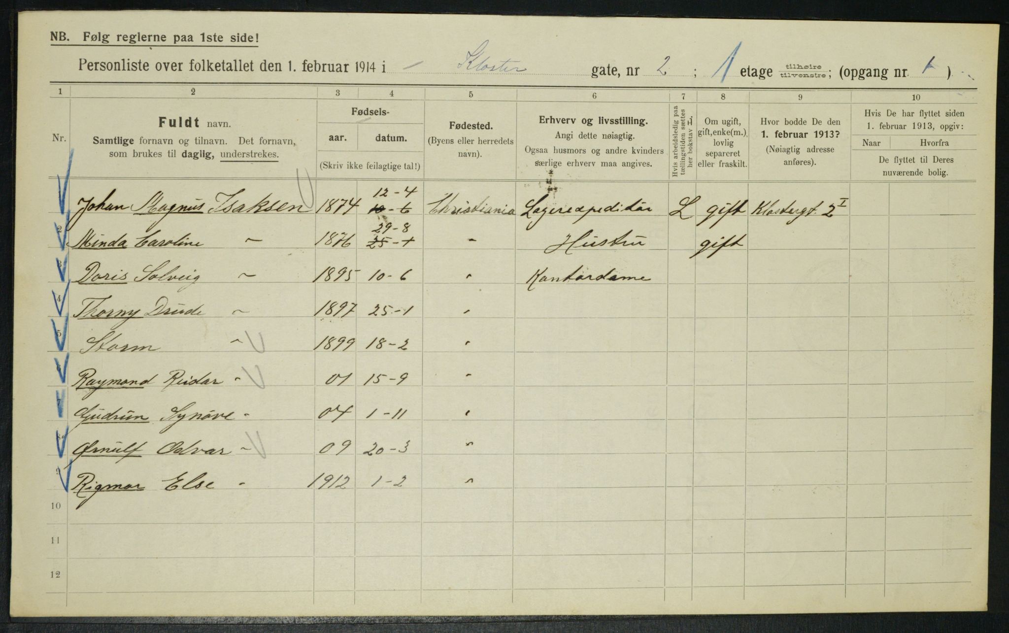 OBA, Kommunal folketelling 1.2.1914 for Kristiania, 1914, s. 52031