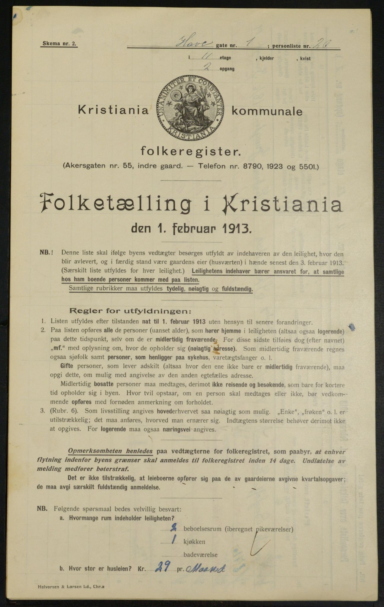 OBA, Kommunal folketelling 1.2.1913 for Kristiania, 1913, s. 33396