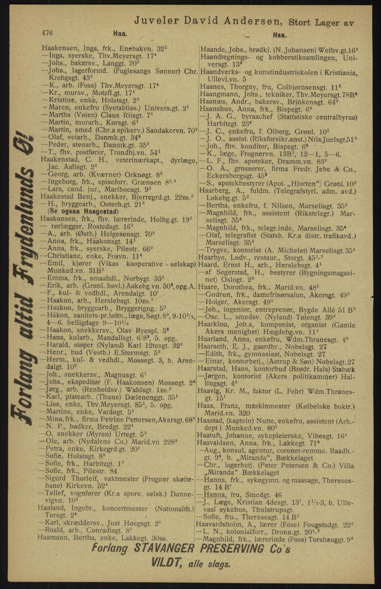 Kristiania/Oslo adressebok, PUBL/-, 1913, s. 488