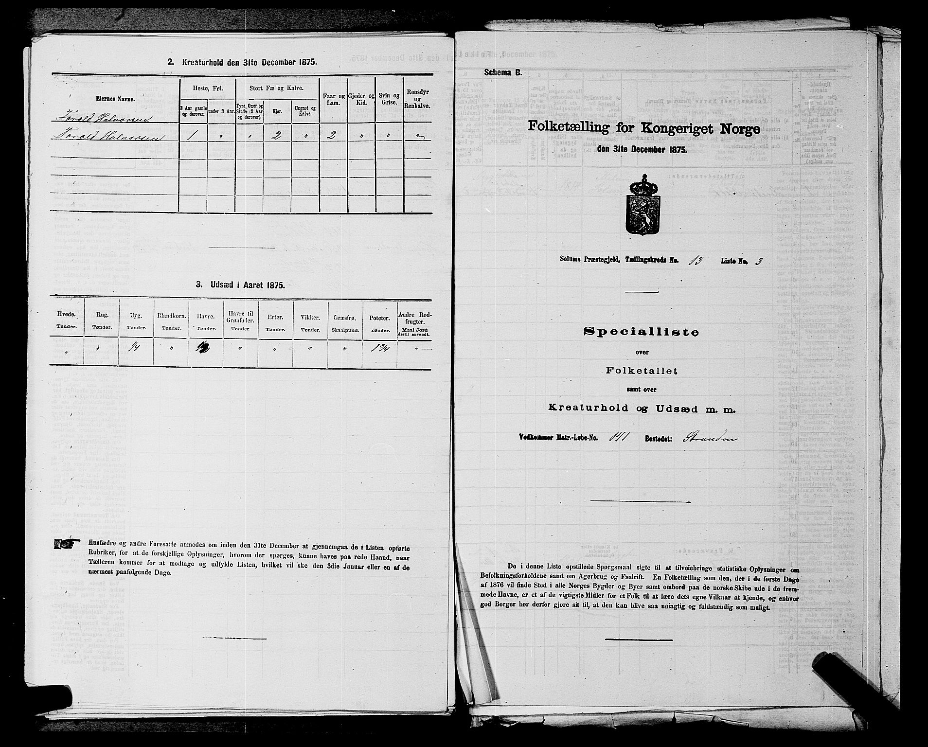 SAKO, Folketelling 1875 for 0818P Solum prestegjeld, 1875, s. 1957