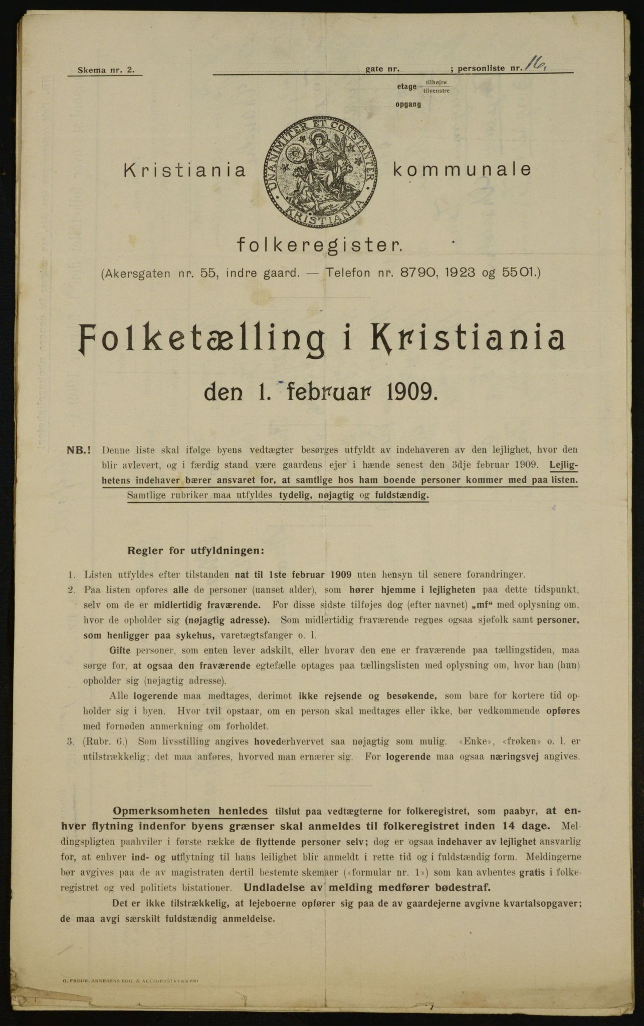 OBA, Kommunal folketelling 1.2.1909 for Kristiania kjøpstad, 1909, s. 111031