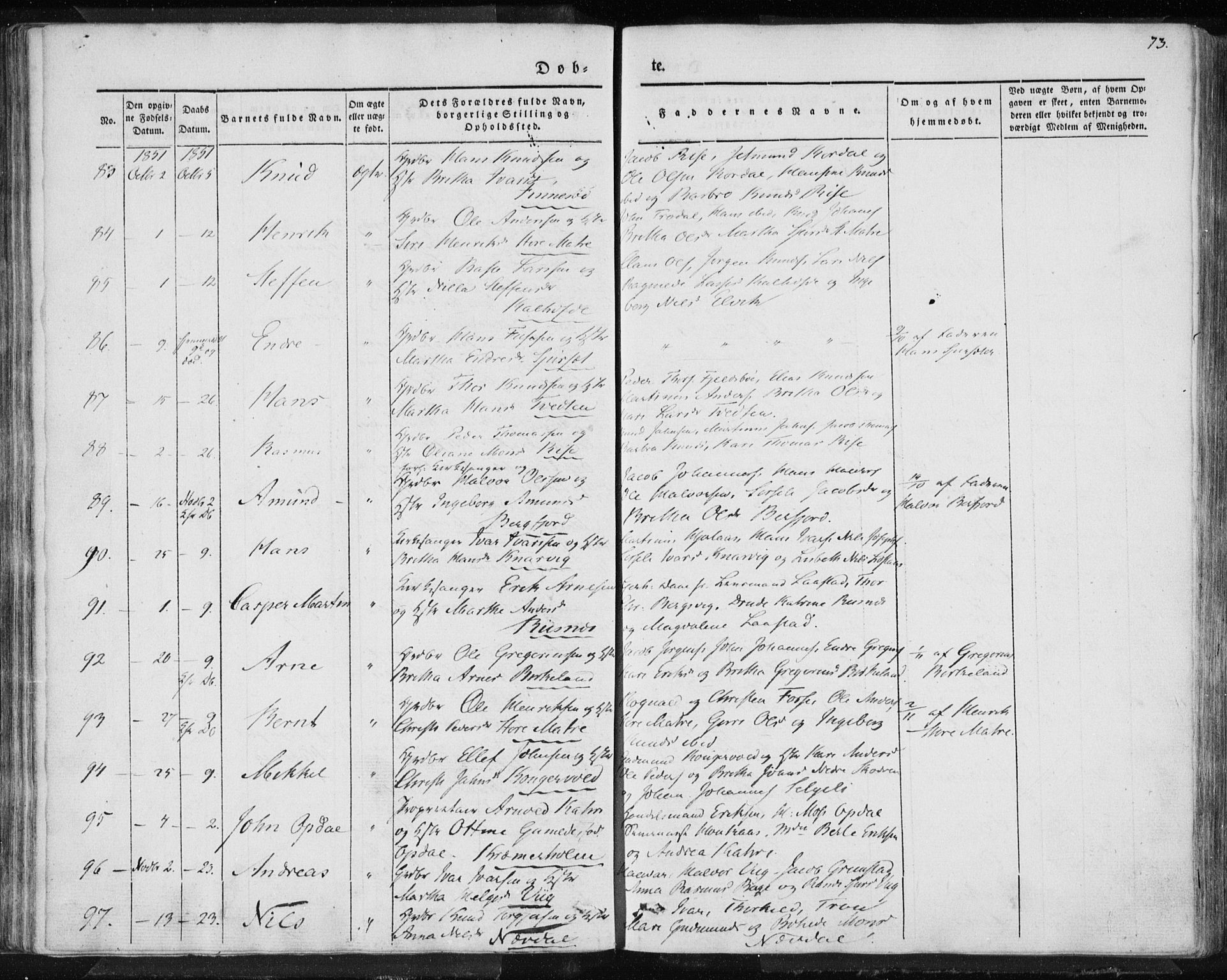 Lindås Sokneprestembete, AV/SAB-A-76701/H/Haa/Haaa/L0010: Ministerialbok nr. A 10, 1842-1862, s. 73