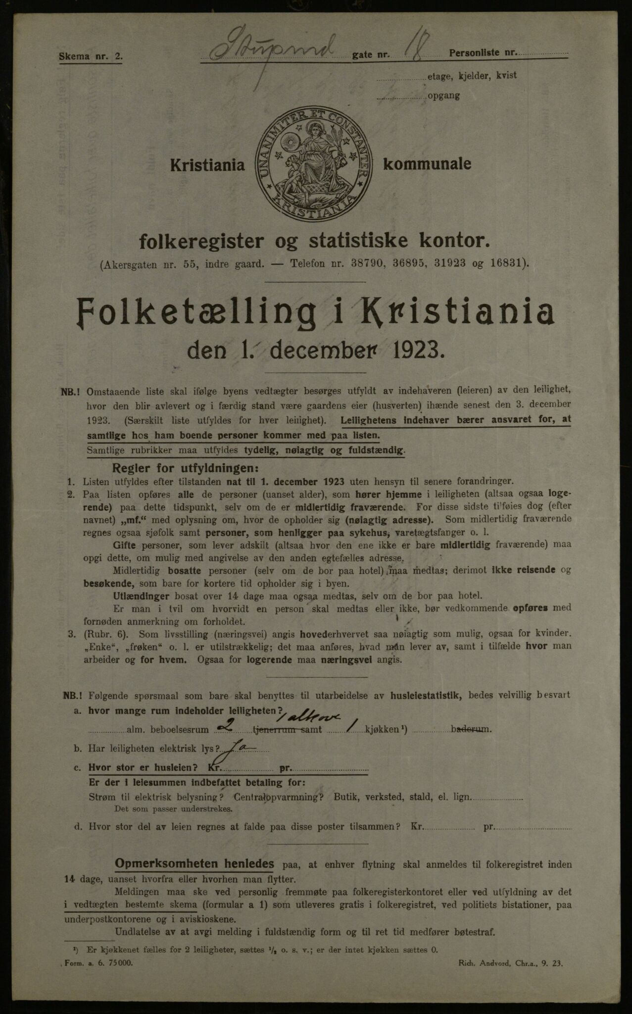 OBA, Kommunal folketelling 1.12.1923 for Kristiania, 1923, s. 115765