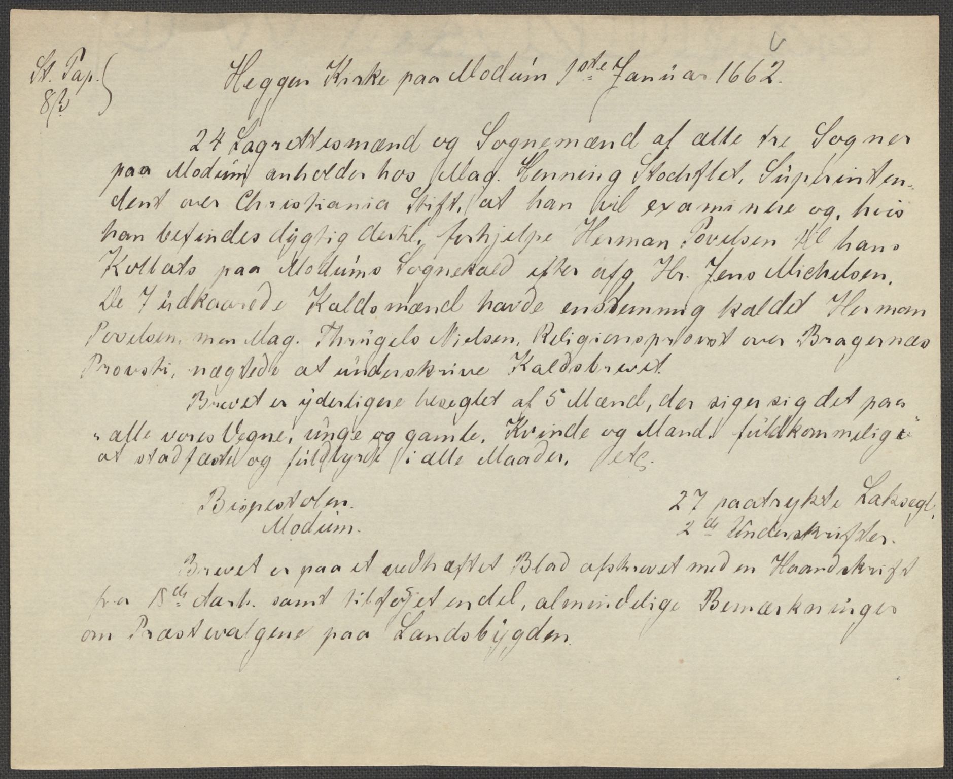 Riksarkivets diplomsamling, AV/RA-EA-5965/F15/L0016: Prestearkiv - Buskerud, 1662-1781, s. 5
