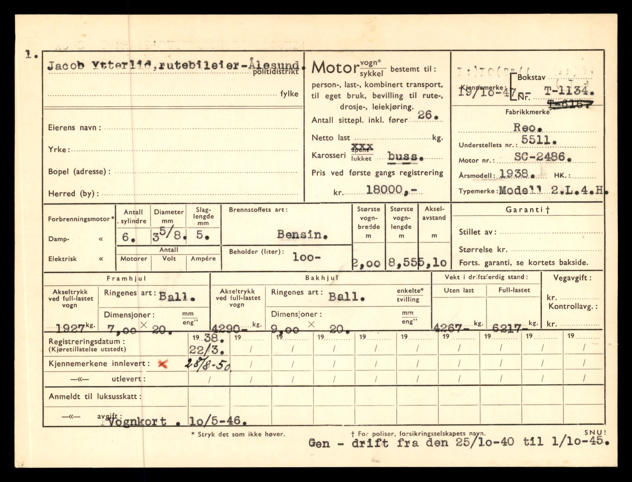 Møre og Romsdal vegkontor - Ålesund trafikkstasjon, AV/SAT-A-4099/F/Fe/L0010: Registreringskort for kjøretøy T 1050 - T 1169, 1927-1998, s. 2523