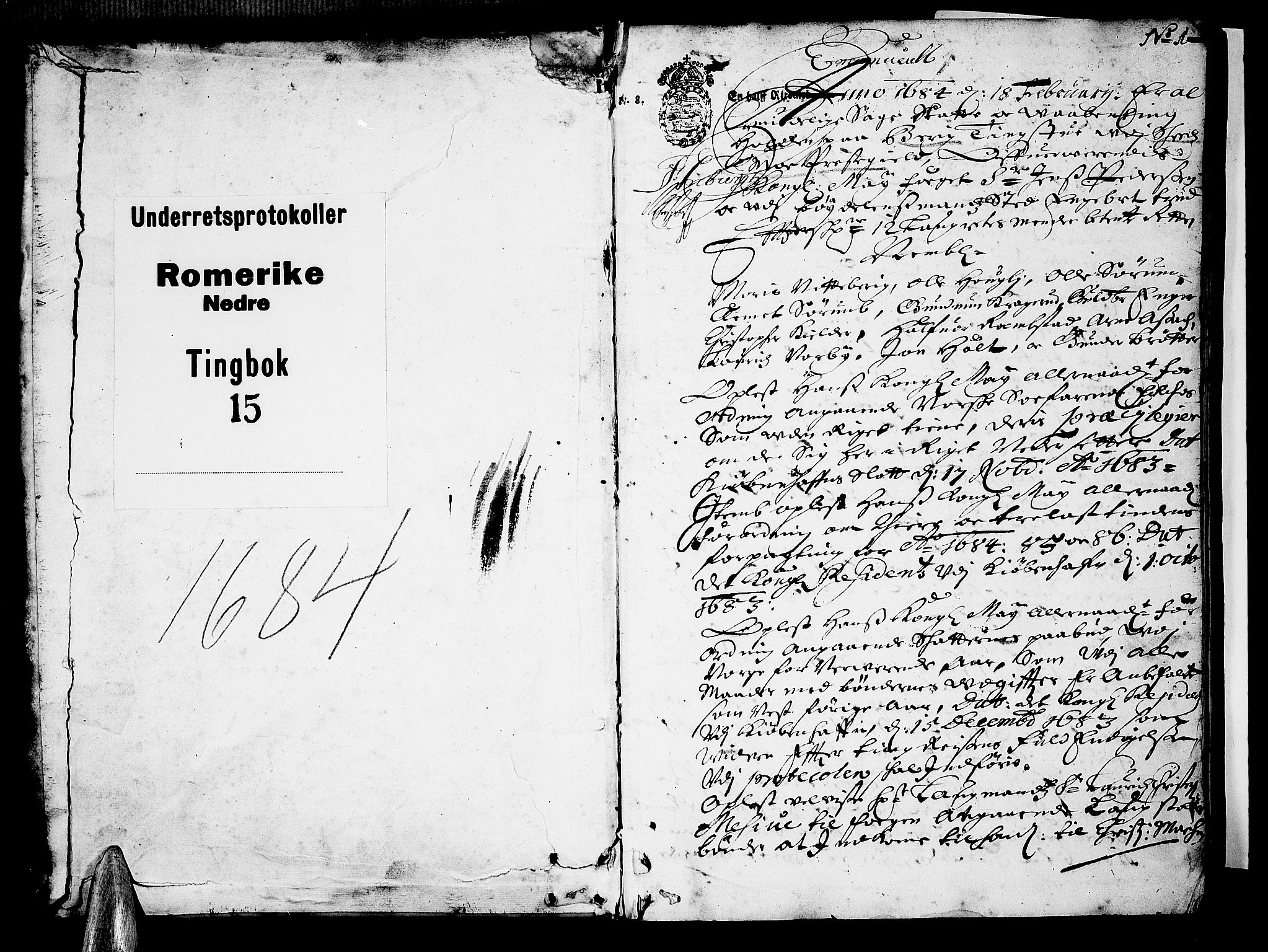Nedre Romerike sorenskriveri, SAO/A-10469/F/Fb/L0015: Tingbok, 1684, s. 0b-1a