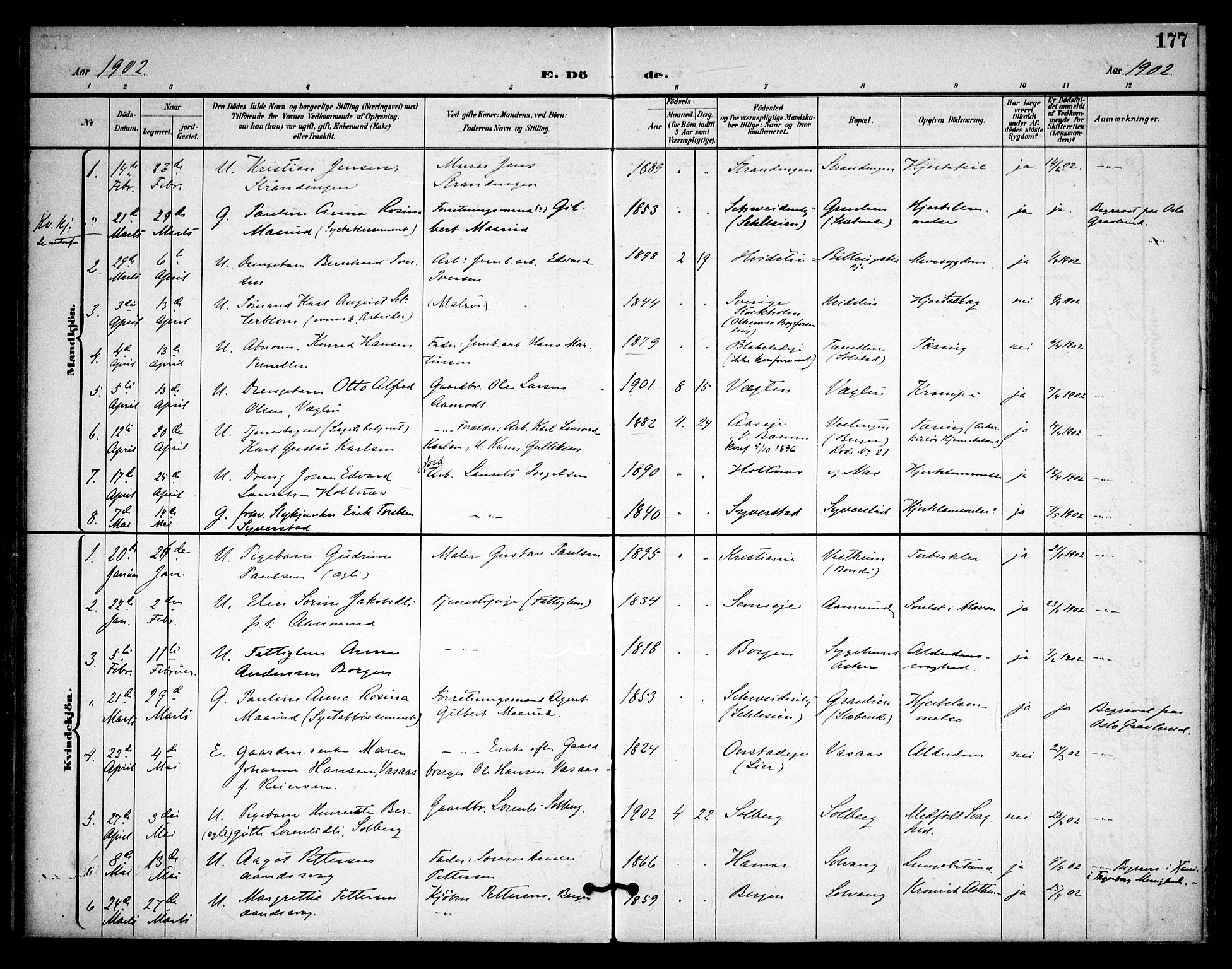 Asker prestekontor Kirkebøker, AV/SAO-A-10256a/F/Fa/L0015: Ministerialbok nr. I 15, 1896-1915, s. 177