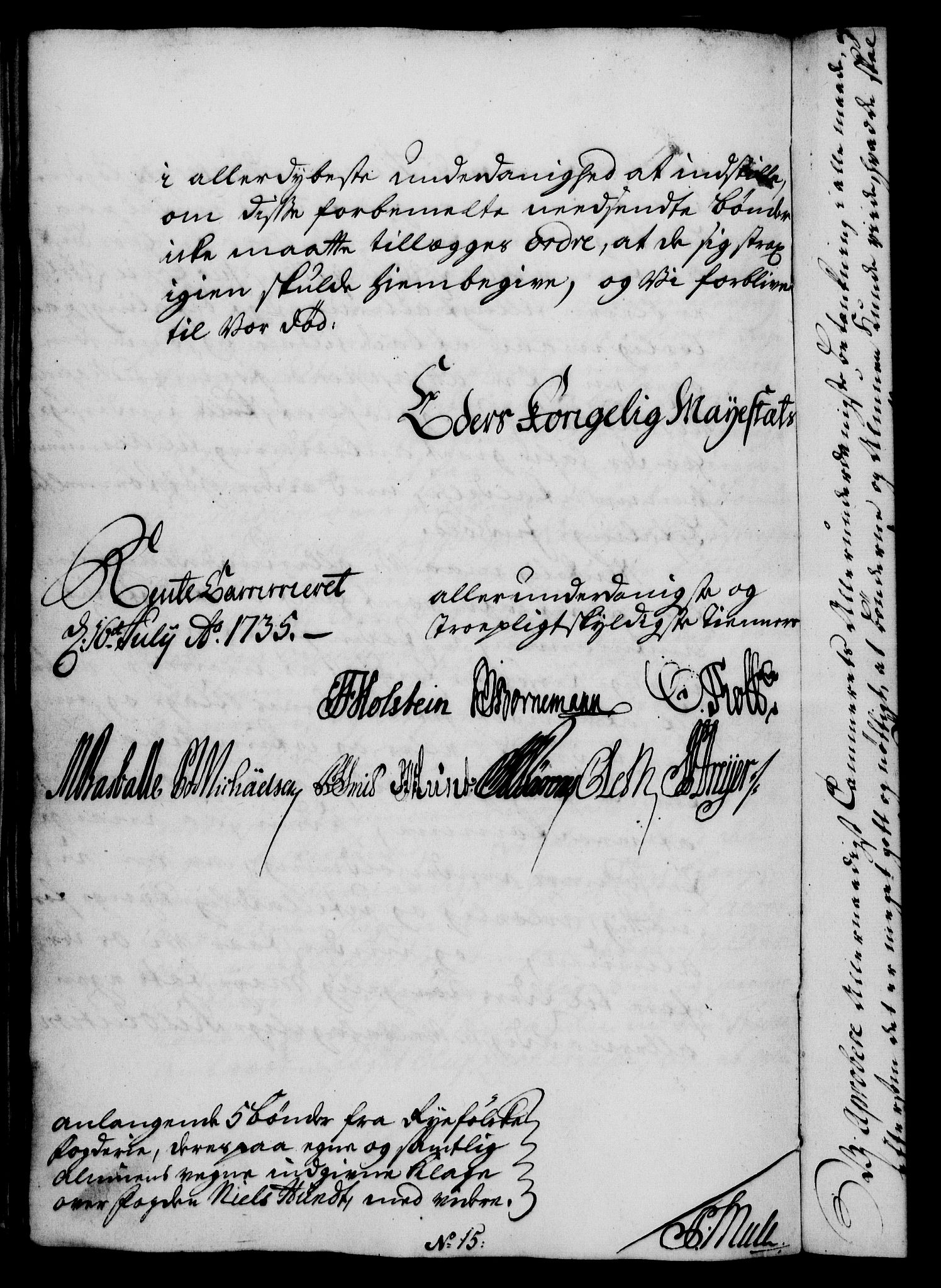 Rentekammeret, Kammerkanselliet, RA/EA-3111/G/Gf/Gfa/L0018: Norsk relasjons- og resolusjonsprotokoll (merket RK 52.18), 1735, s. 444