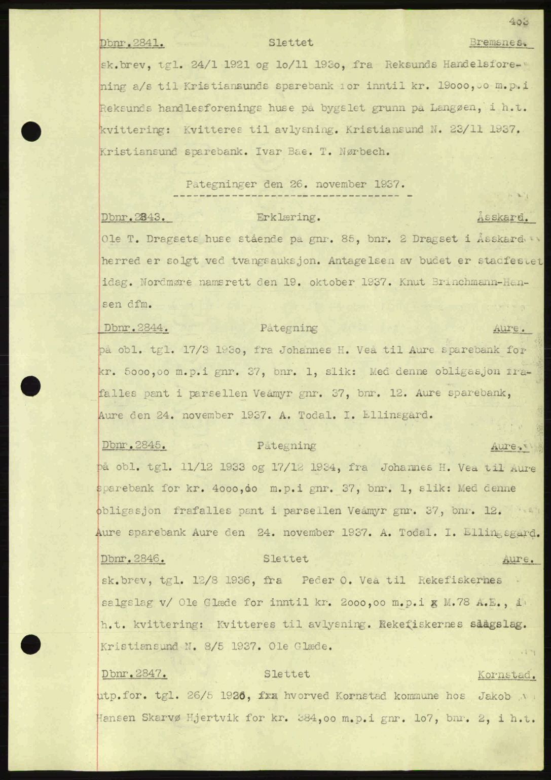 Nordmøre sorenskriveri, SAT/A-4132/1/2/2Ca: Pantebok nr. C80, 1936-1939, Dagboknr: 2841/1937