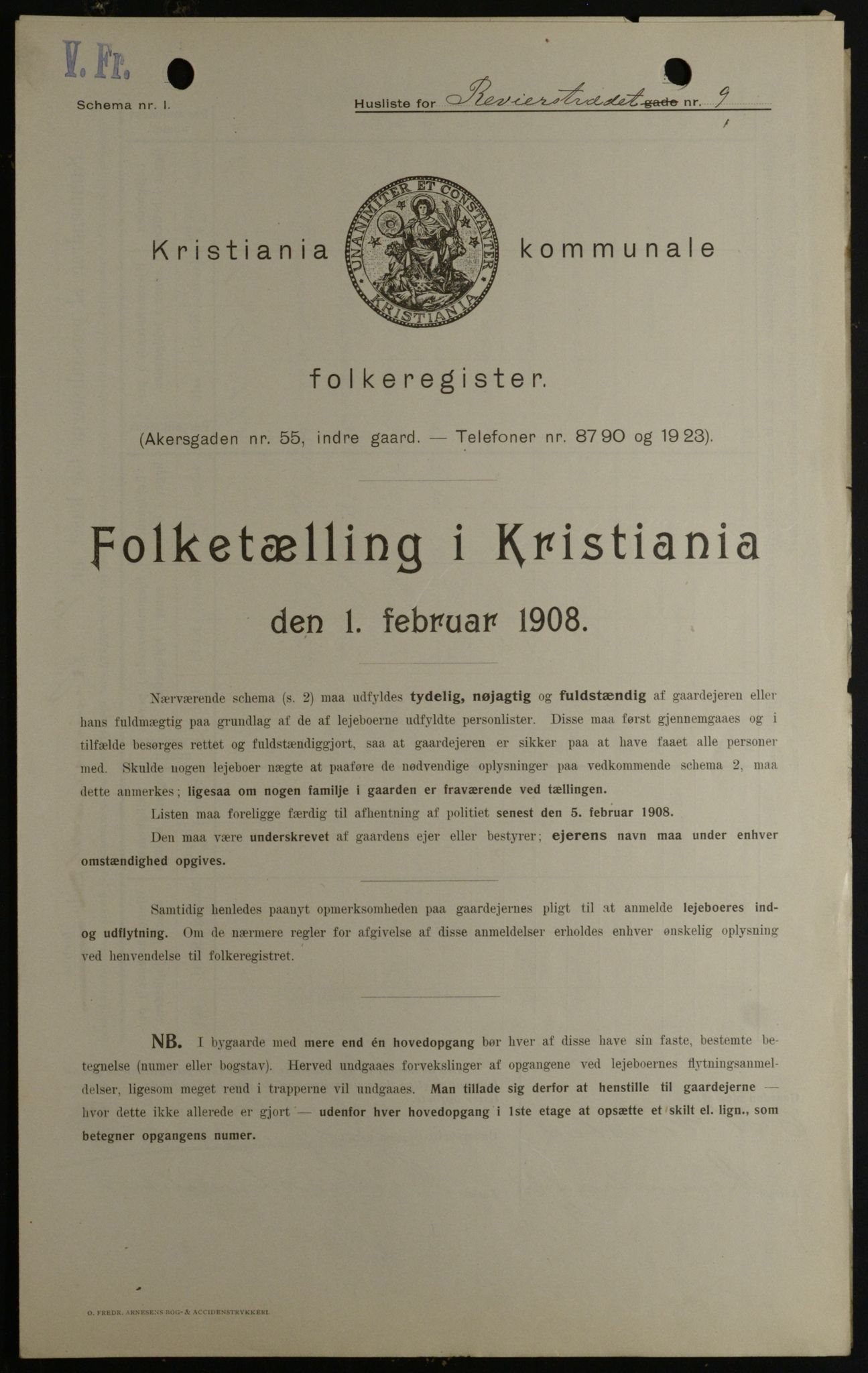 OBA, Kommunal folketelling 1.2.1908 for Kristiania kjøpstad, 1908, s. 74536