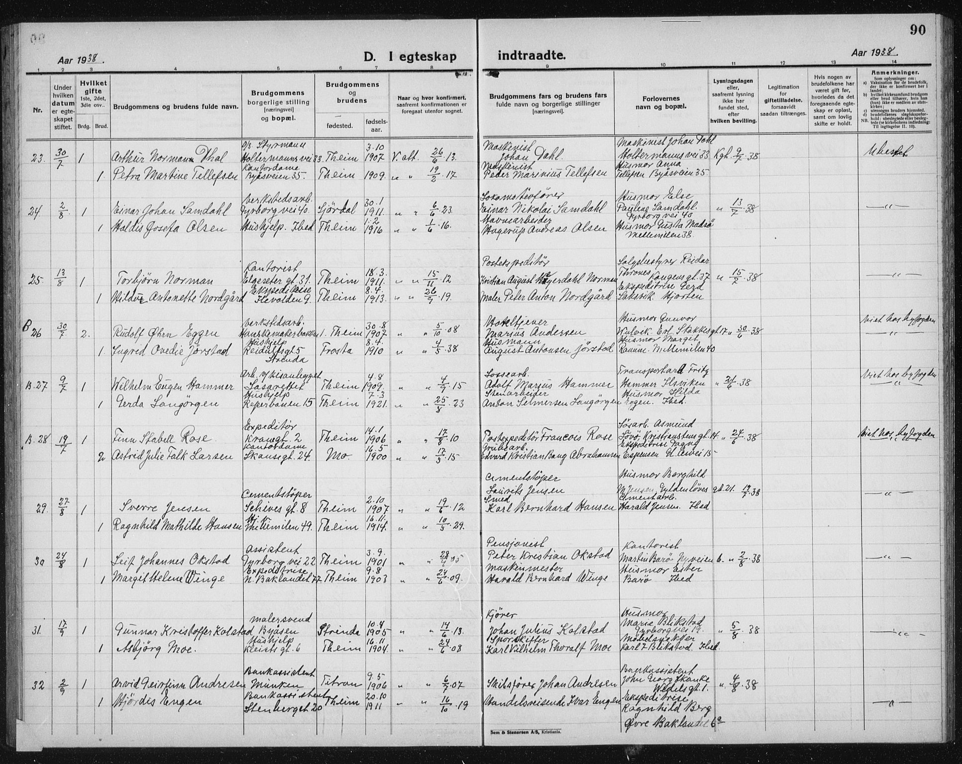 Ministerialprotokoller, klokkerbøker og fødselsregistre - Sør-Trøndelag, AV/SAT-A-1456/603/L0176: Klokkerbok nr. 603C04, 1923-1941, s. 90