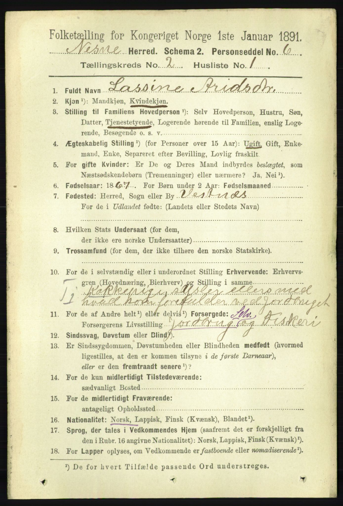 RA, Folketelling 1891 for 1828 Nesna herred, 1891, s. 839