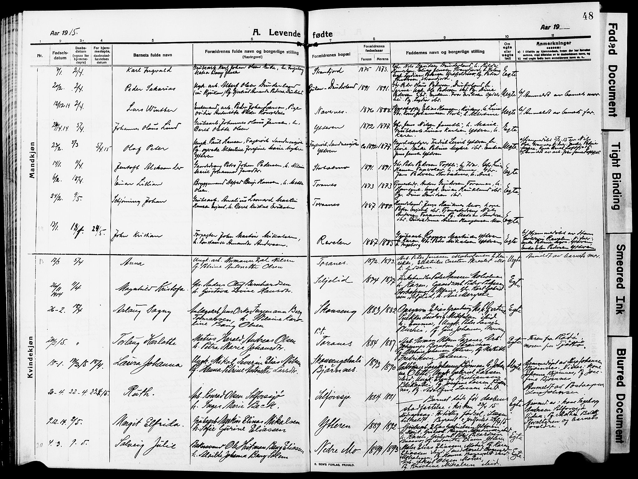 Ministerialprotokoller, klokkerbøker og fødselsregistre - Nordland, AV/SAT-A-1459/827/L0423: Klokkerbok nr. 827C12, 1912-1930, s. 48