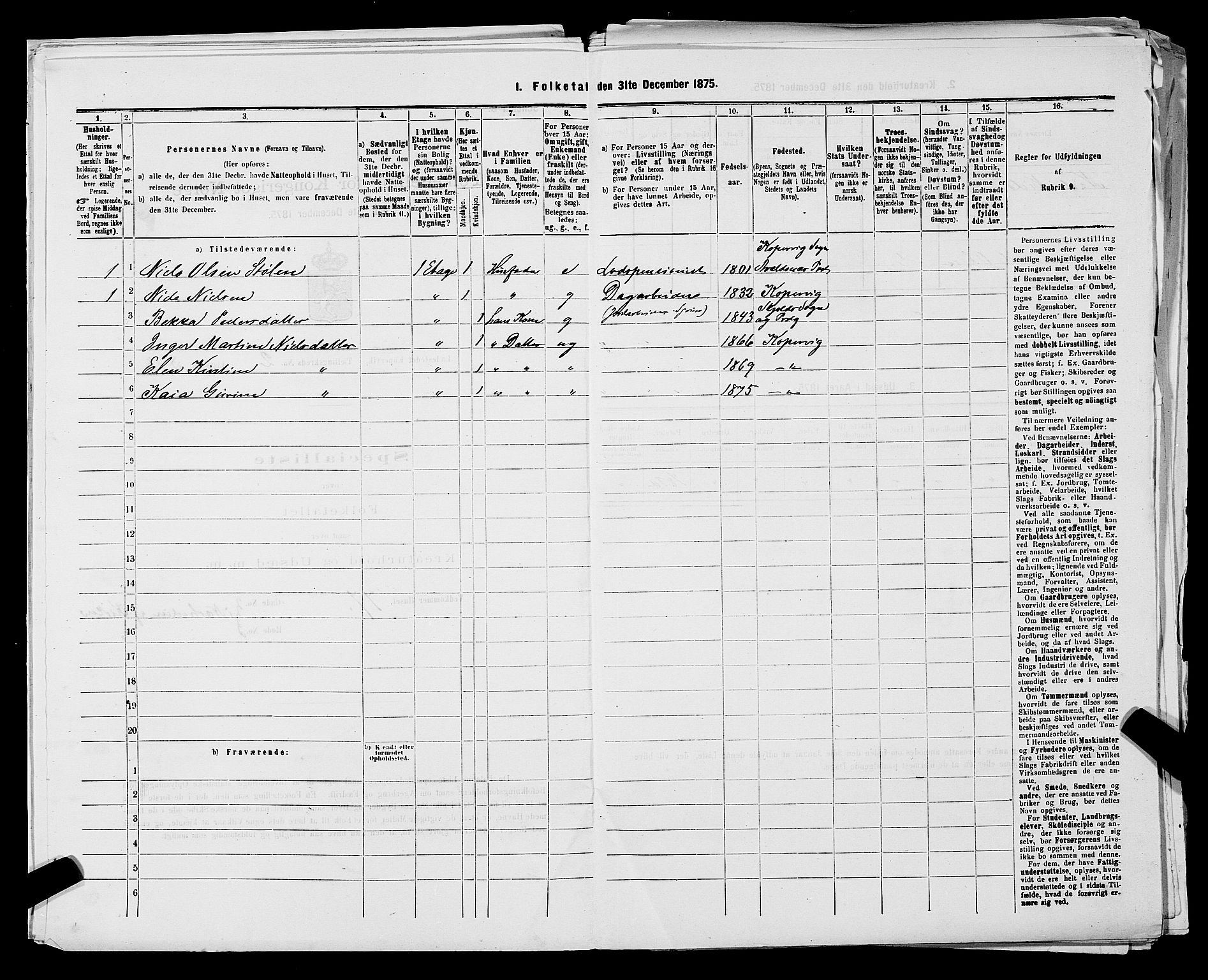 SAST, Folketelling 1875 for 1105B Avaldsnes prestegjeld, Kopervik ladested, 1875, s. 24