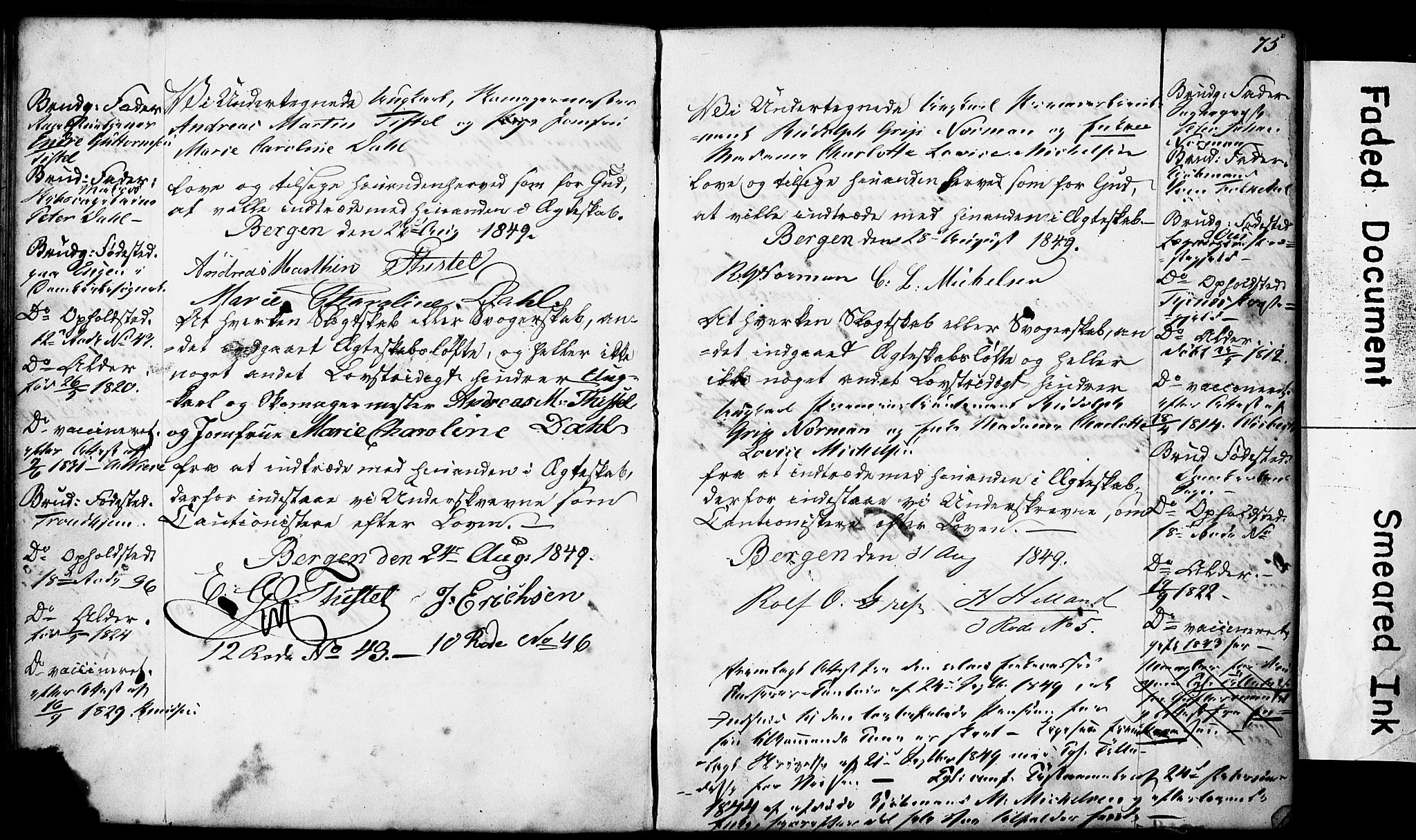 Domkirken sokneprestembete, SAB/A-74801: Forlovererklæringer nr. II.5.4, 1845-1852, s. 75