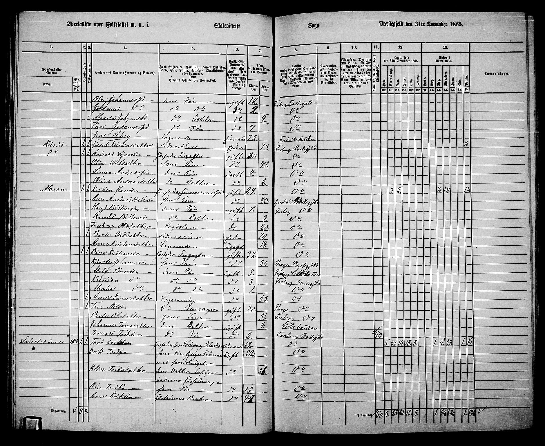 RA, Folketelling 1865 for 0524L Fåberg prestegjeld, Fåberg sokn og Lillehammer landsokn, 1865, s. 96