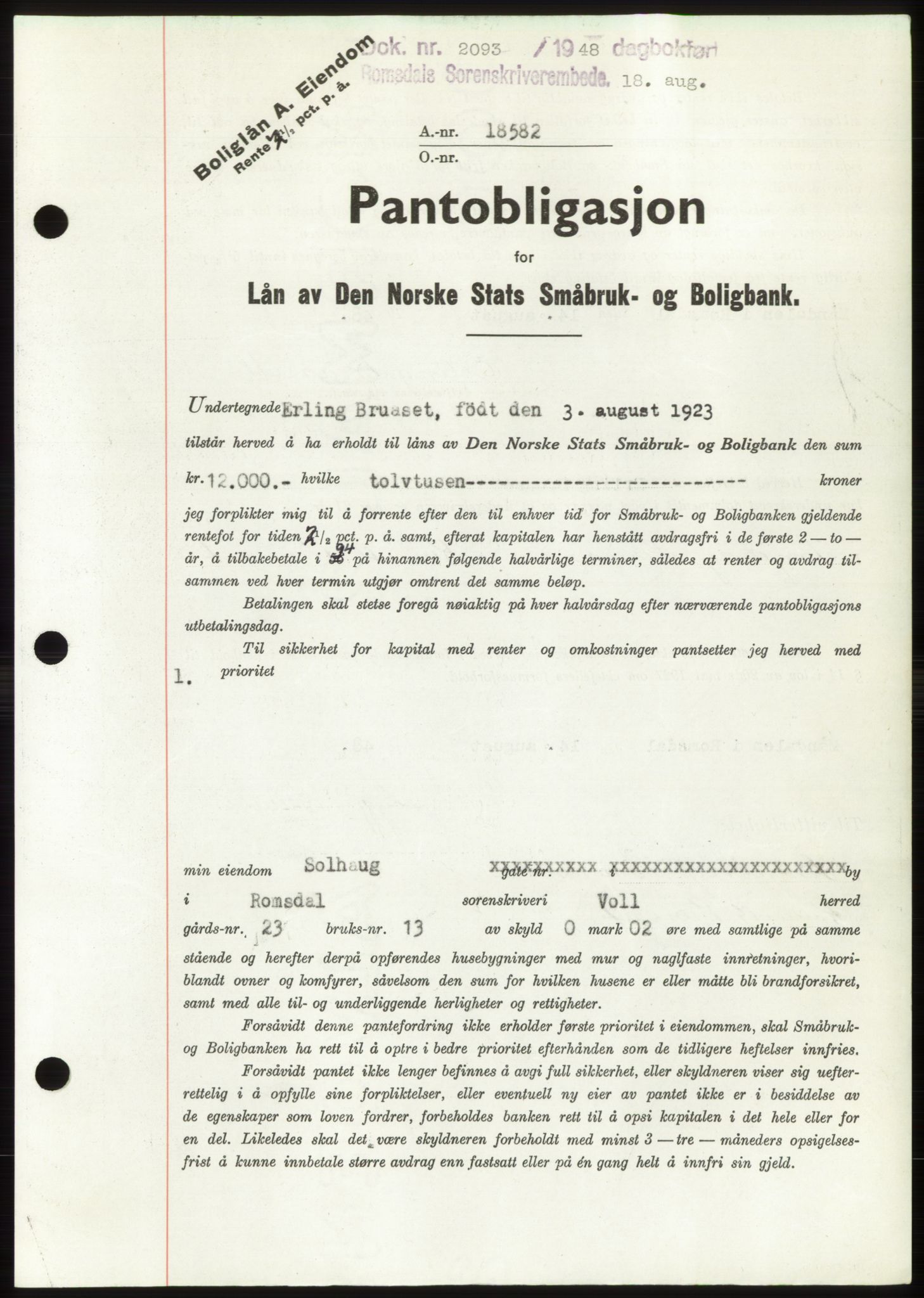 Romsdal sorenskriveri, SAT/A-4149/1/2/2C: Pantebok nr. B4, 1948-1949, Dagboknr: 2093/1948