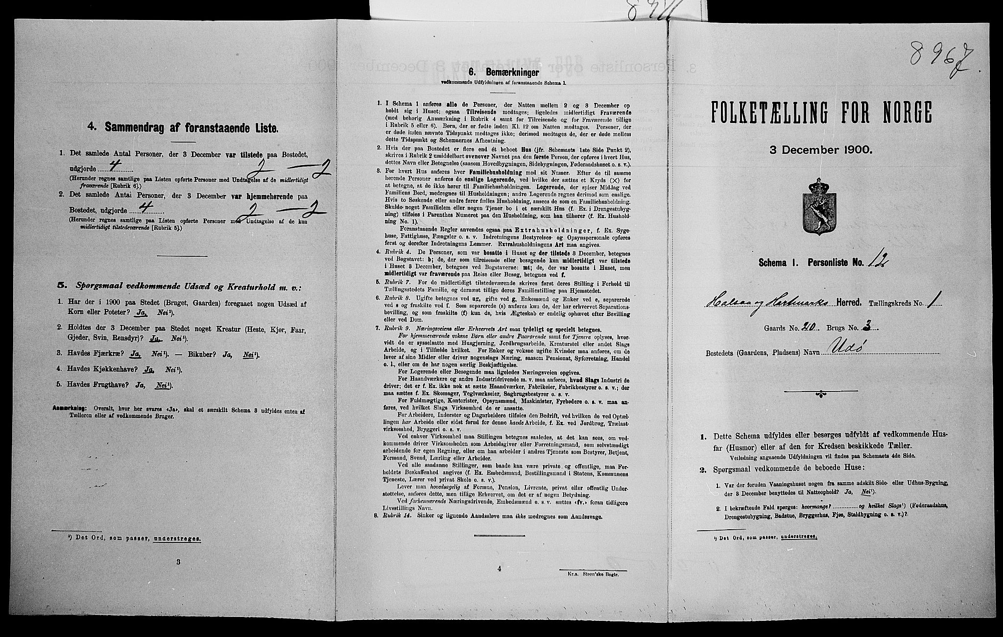 SAK, Folketelling 1900 for 1019 Halse og Harkmark herred, 1900, s. 635