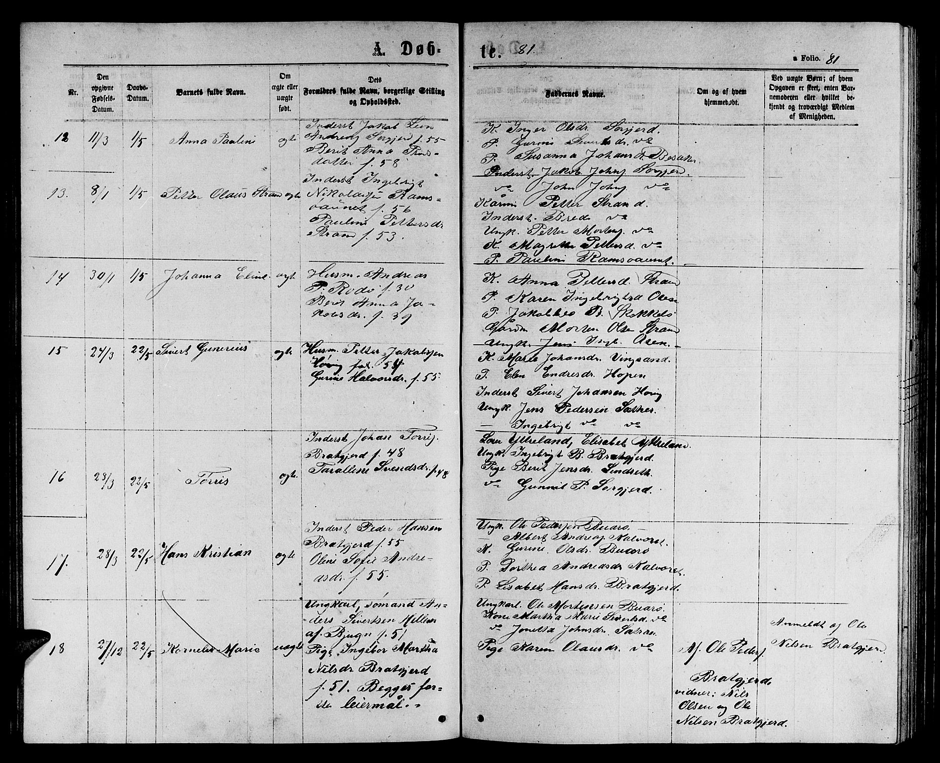 Ministerialprotokoller, klokkerbøker og fødselsregistre - Sør-Trøndelag, SAT/A-1456/658/L0725: Klokkerbok nr. 658C01, 1867-1882, s. 81