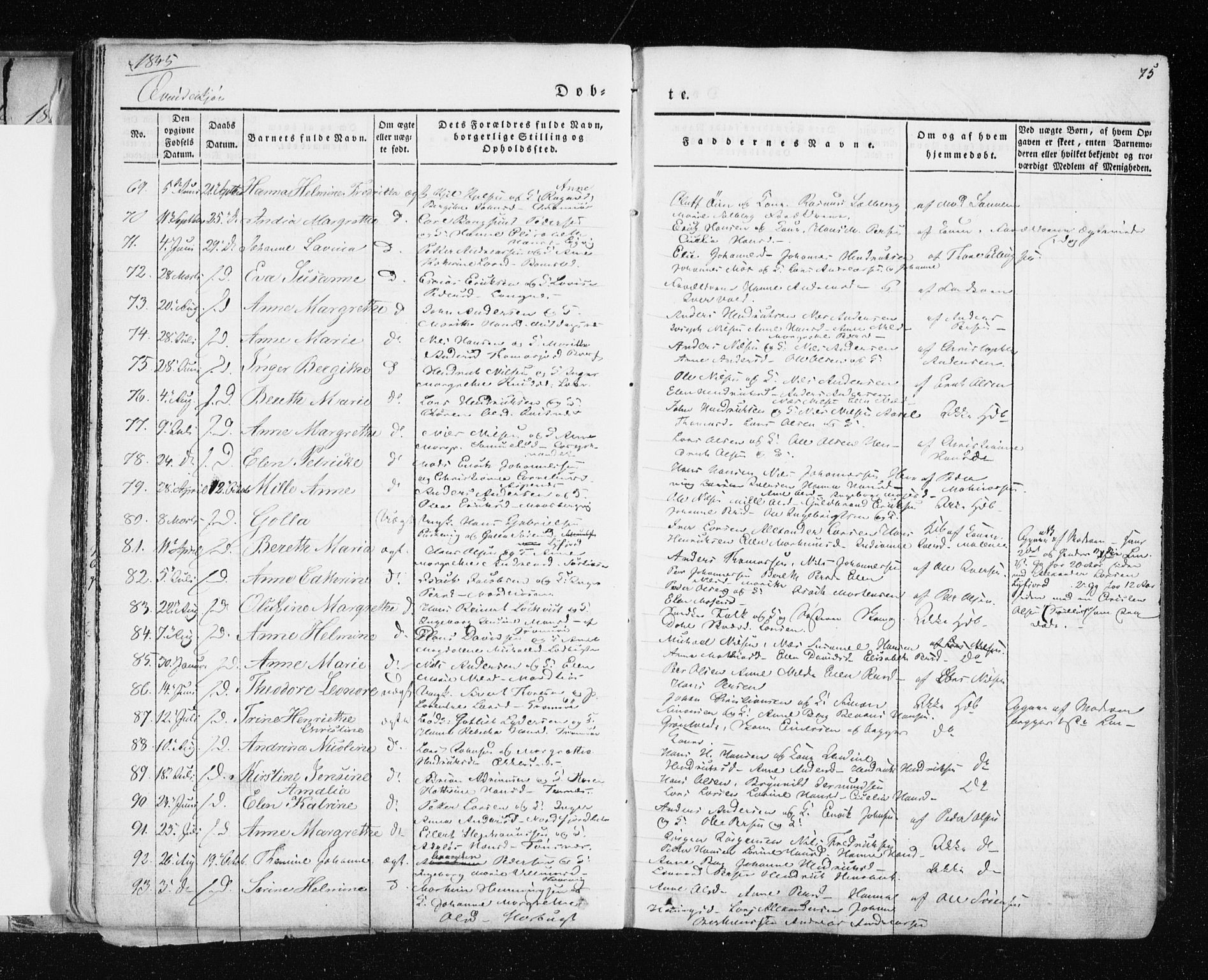 Tromsø sokneprestkontor/stiftsprosti/domprosti, AV/SATØ-S-1343/G/Ga/L0009kirke: Ministerialbok nr. 9, 1837-1847, s. 75
