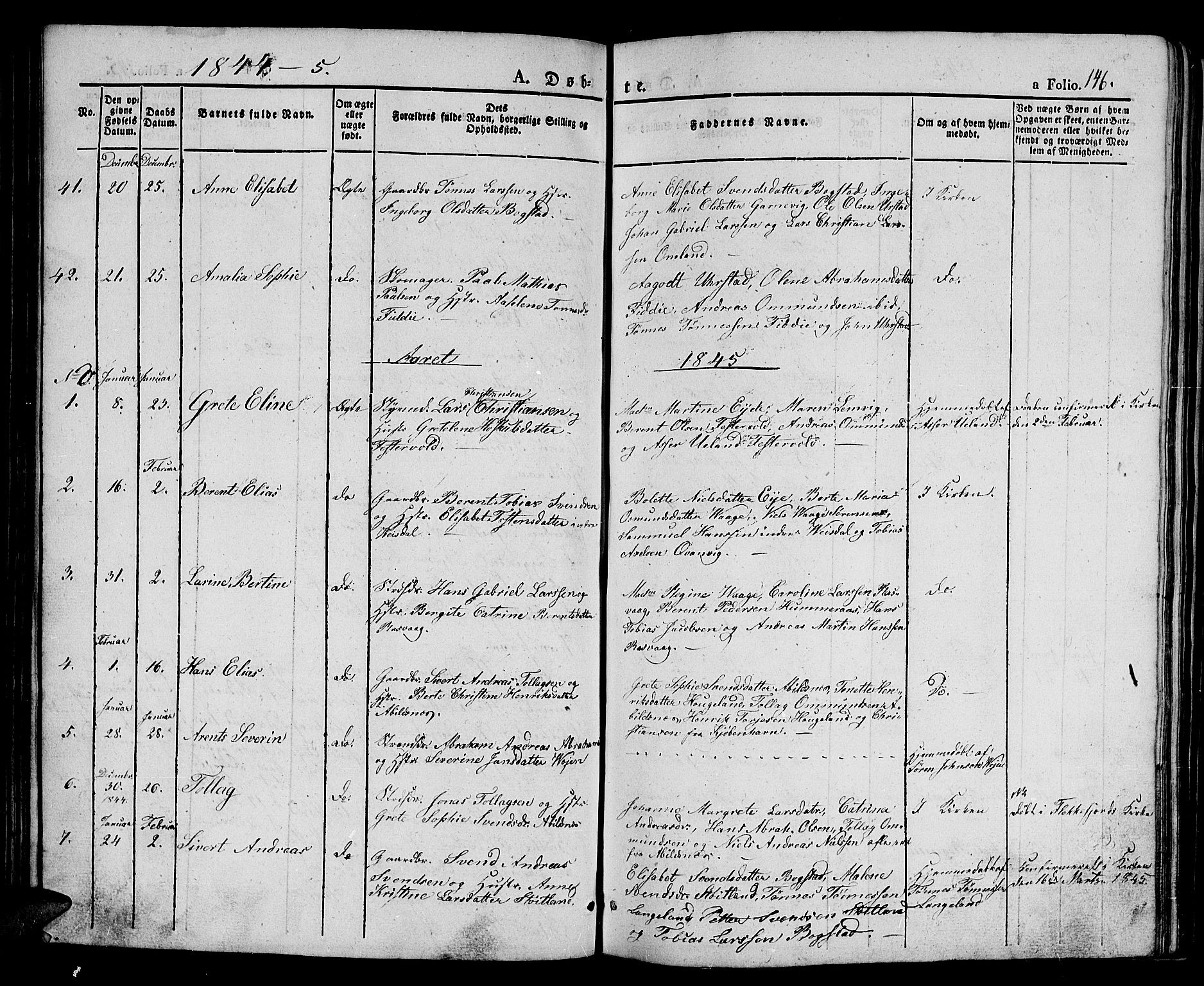 Flekkefjord sokneprestkontor, AV/SAK-1111-0012/F/Fb/Fbb/L0002: Klokkerbok nr. B 2a, 1831-1866, s. 146