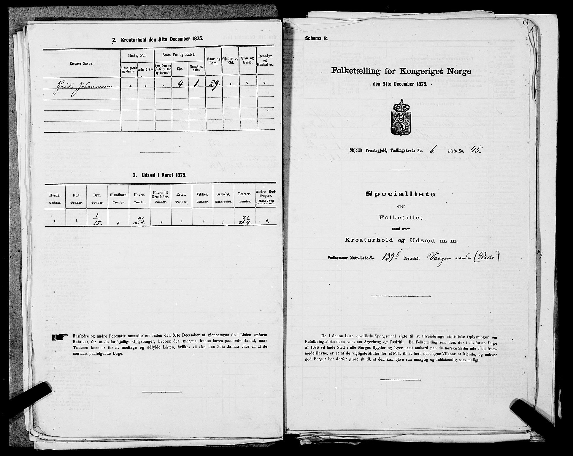 SAST, Folketelling 1875 for 1154P Skjold prestegjeld, 1875, s. 609