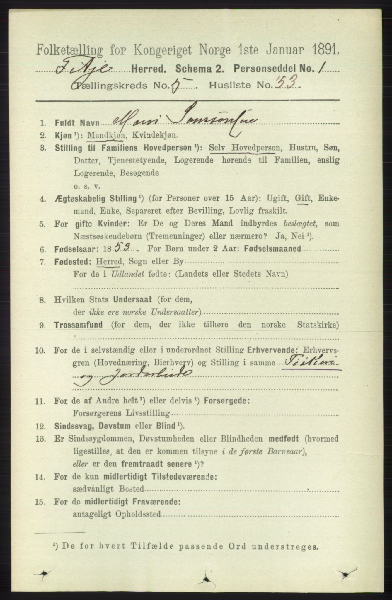 RA, Folketelling 1891 for 1222 Fitjar herred, 1891, s. 2076