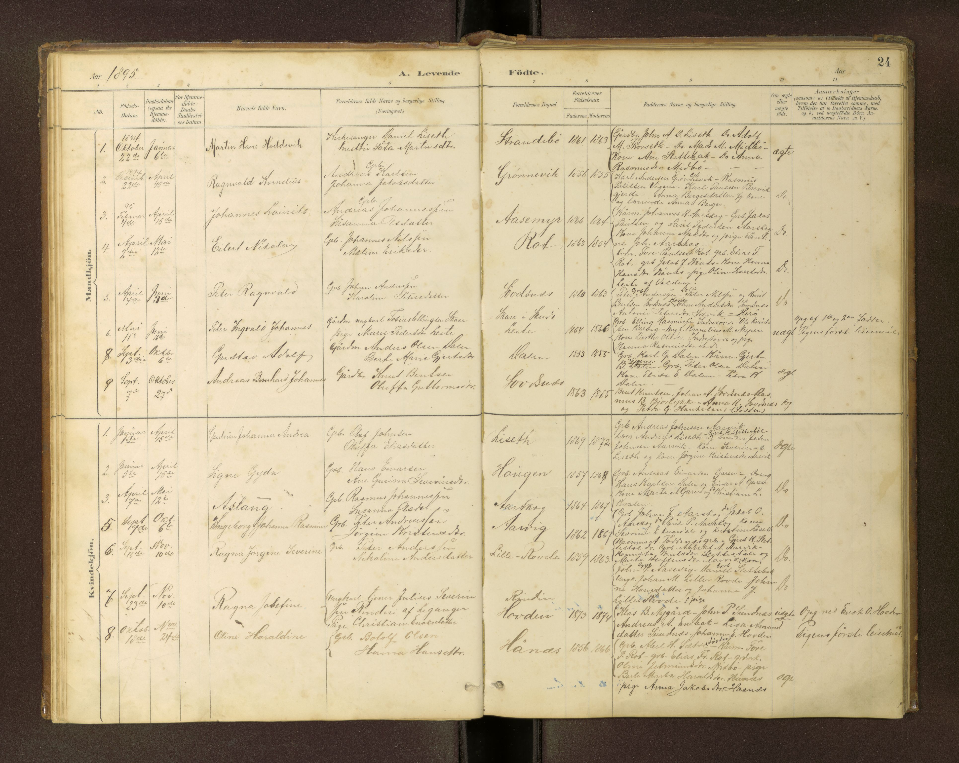 Ministerialprotokoller, klokkerbøker og fødselsregistre - Møre og Romsdal, SAT/A-1454/504/L0060: Klokkerbok nr. 504C02, 1884-1903, s. 24