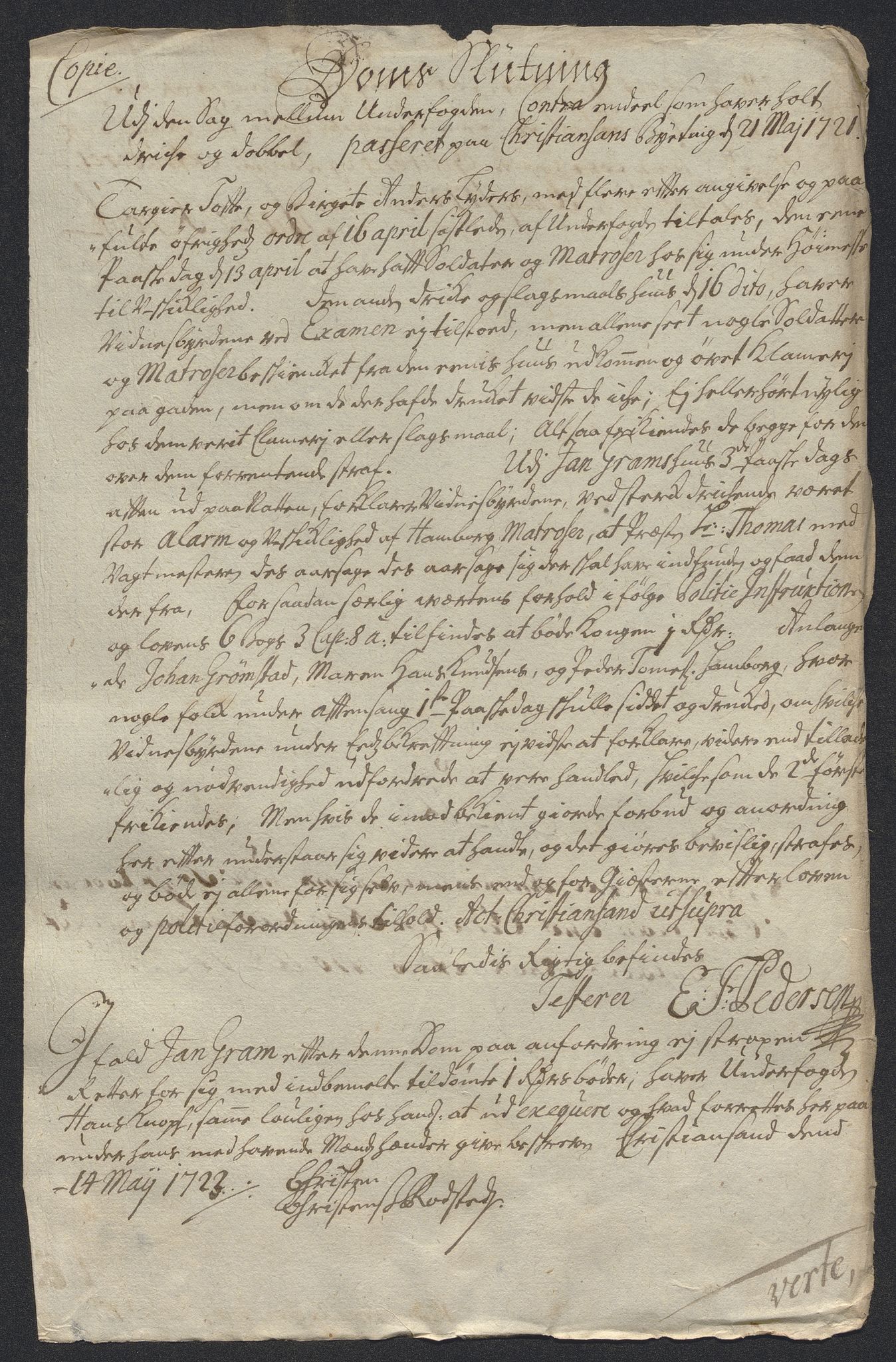 Rentekammeret inntil 1814, Reviderte regnskaper, Byregnskaper, AV/RA-EA-4066/R/Rm/L0286: [M19] Sikt og sakefall, 1719-1727, s. 272