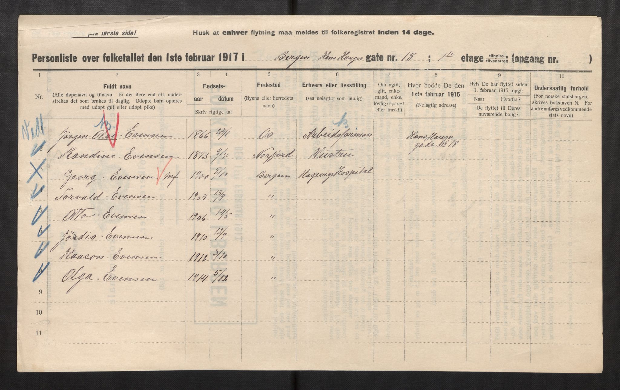 SAB, Kommunal folketelling 1917 for Bergen kjøpstad, 1917, s. 11879