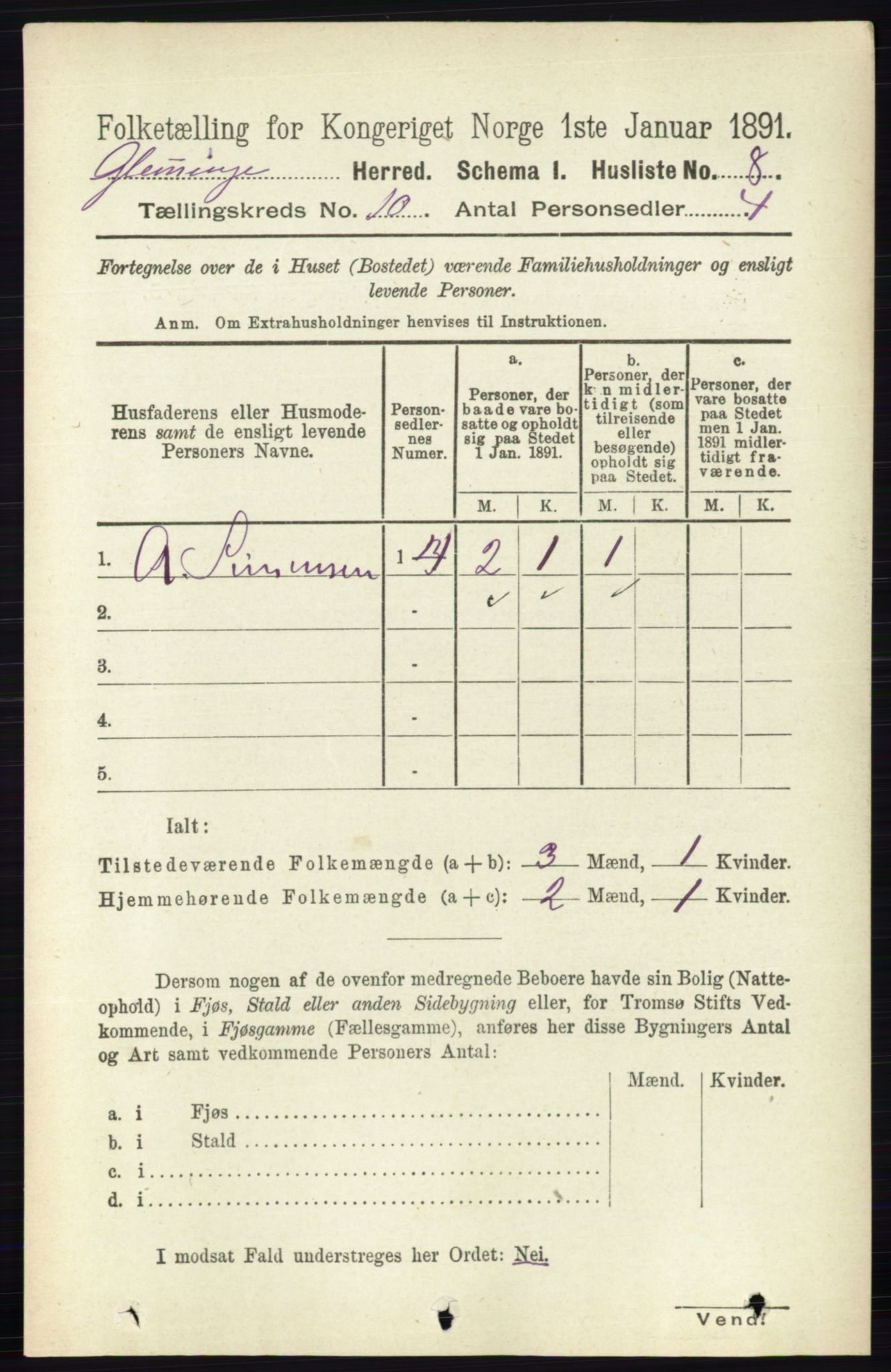 RA, Folketelling 1891 for 0132 Glemmen herred, 1891, s. 9908