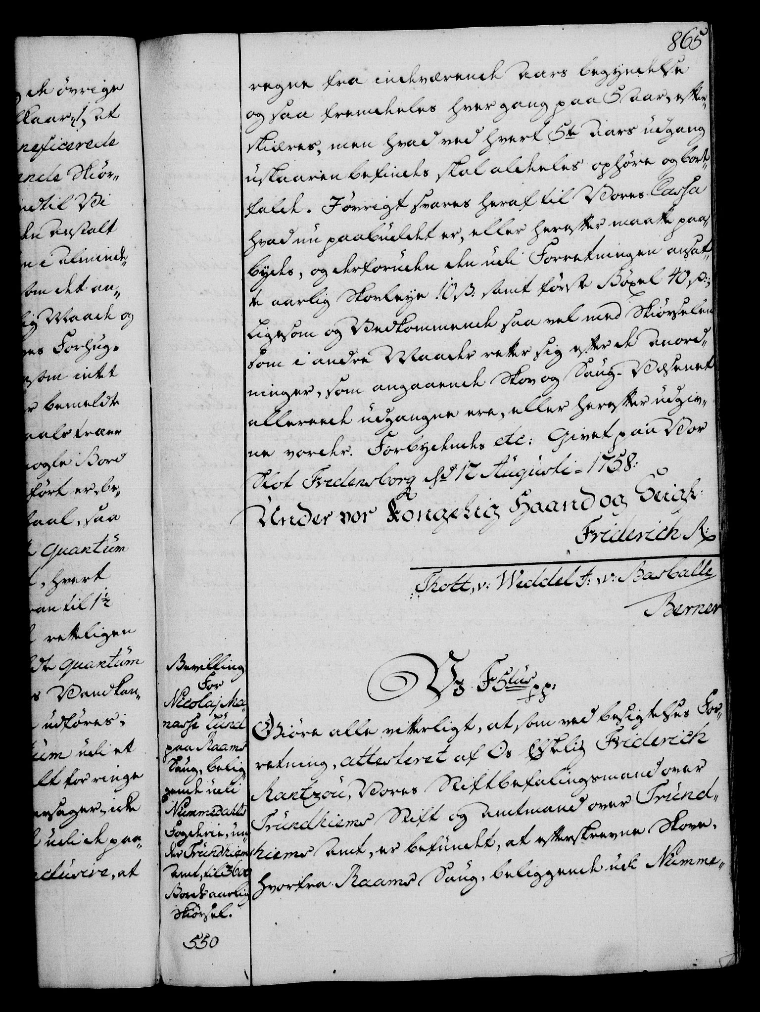 Rentekammeret, Kammerkanselliet, AV/RA-EA-3111/G/Gg/Gga/L0006: Norsk ekspedisjonsprotokoll med register (merket RK 53.6), 1749-1759, s. 865