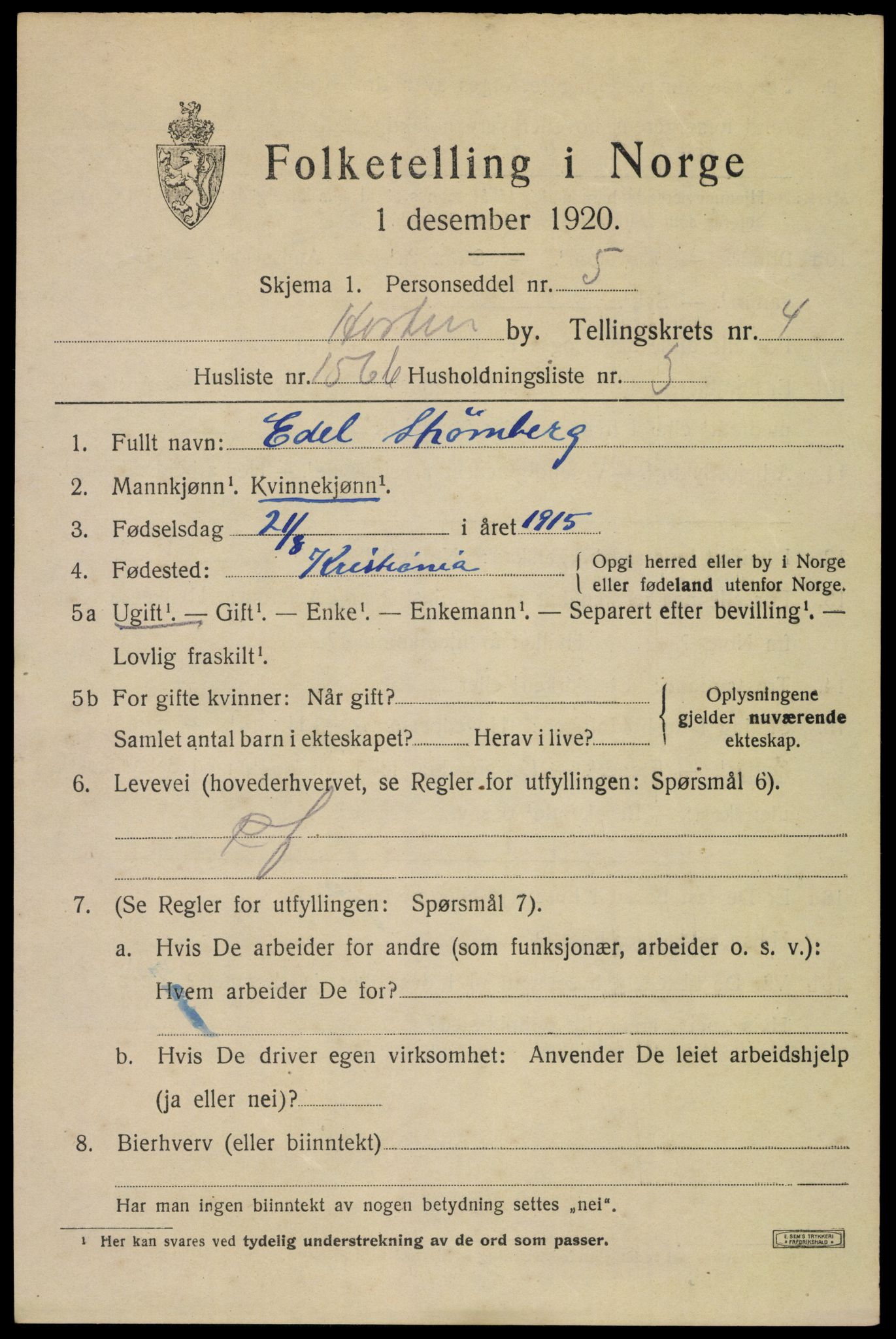 SAKO, Folketelling 1920 for 0703 Horten kjøpstad, 1920, s. 19287