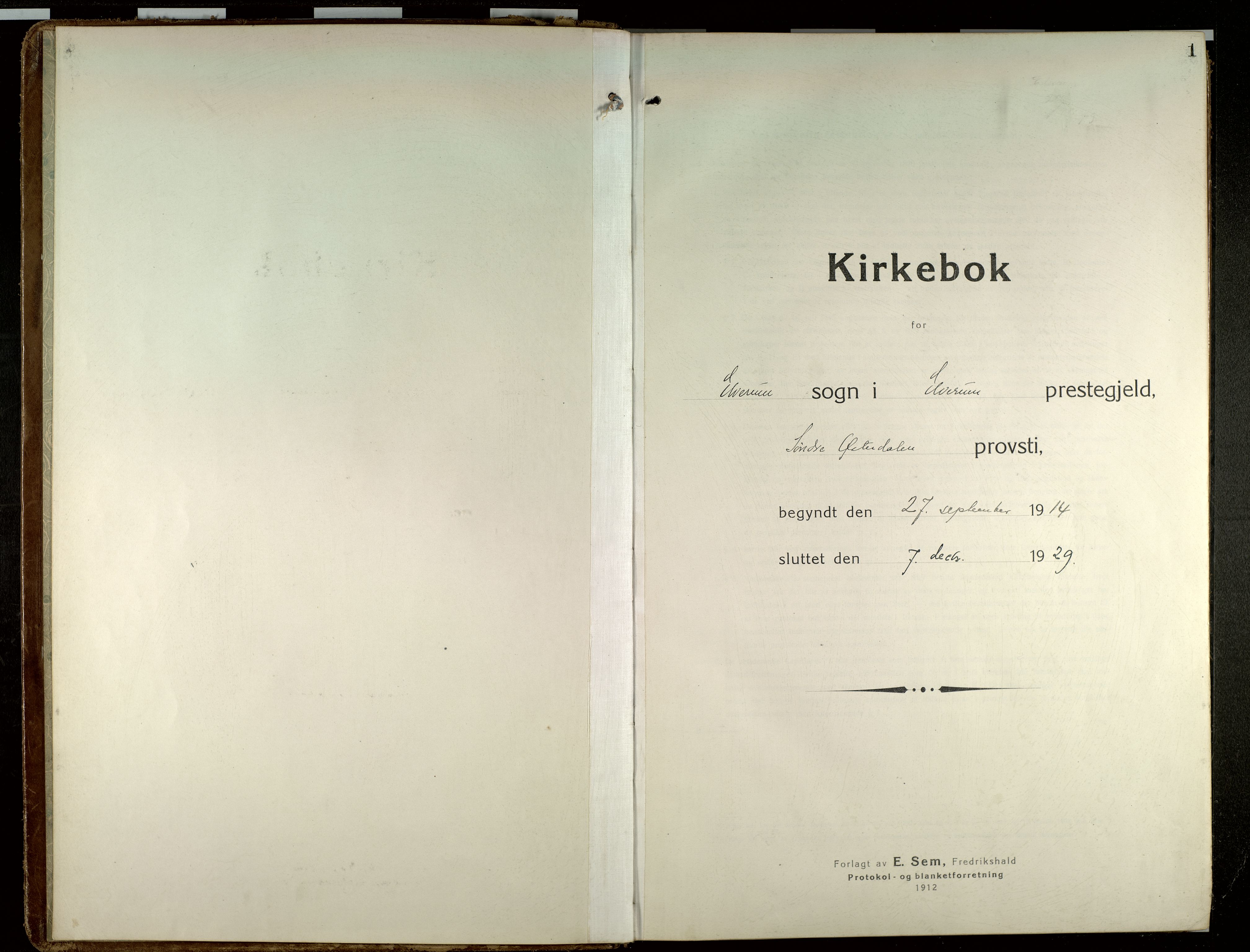 Elverum prestekontor, AV/SAH-PREST-044/H/Ha/Haa/L0023: Ministerialbok nr. 23, 1914-1929, s. 1