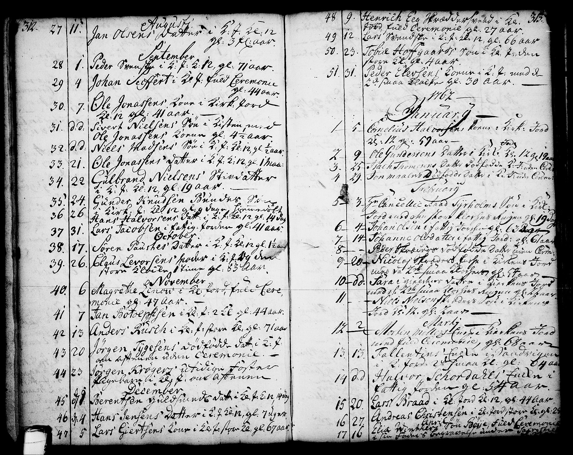 Skien kirkebøker, AV/SAKO-A-302/F/Fa/L0003: Ministerialbok nr. 3, 1755-1791, s. 312-313