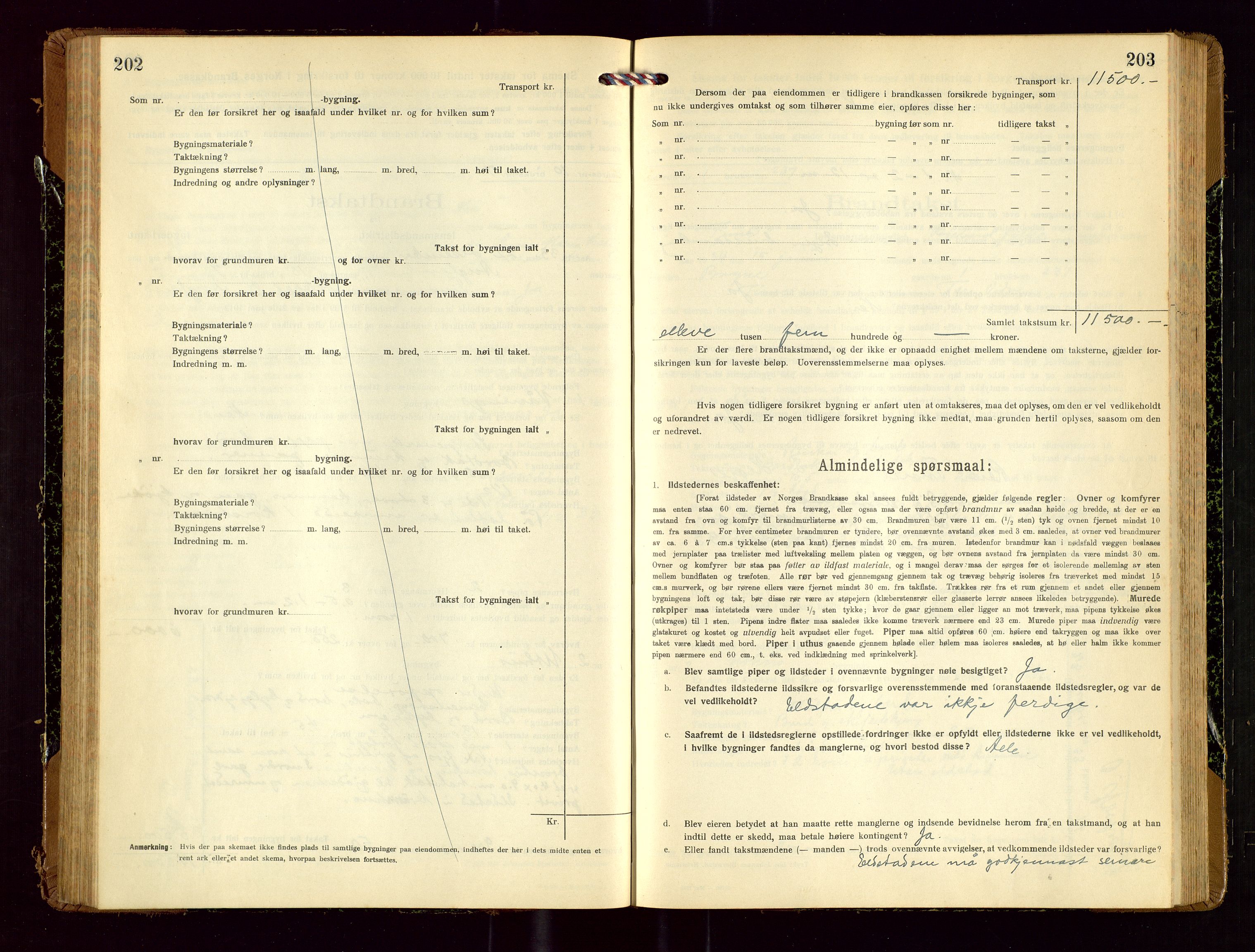 Time lensmannskontor, AV/SAST-A-100420/Gob/L0002: Branntakstprotokoll, 1919-1952, s. 202-203