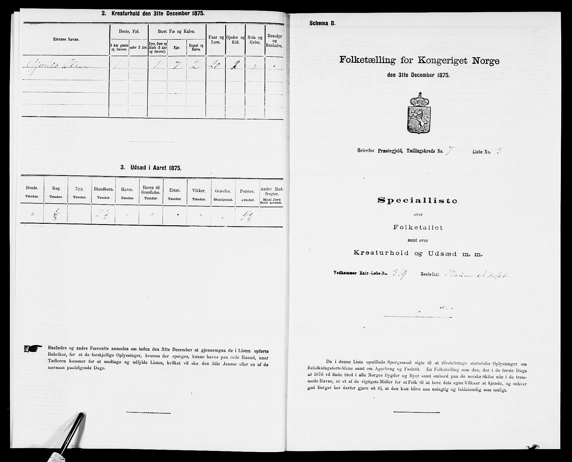 SAK, Folketelling 1875 for 0933P Herefoss prestegjeld, 1875, s. 567