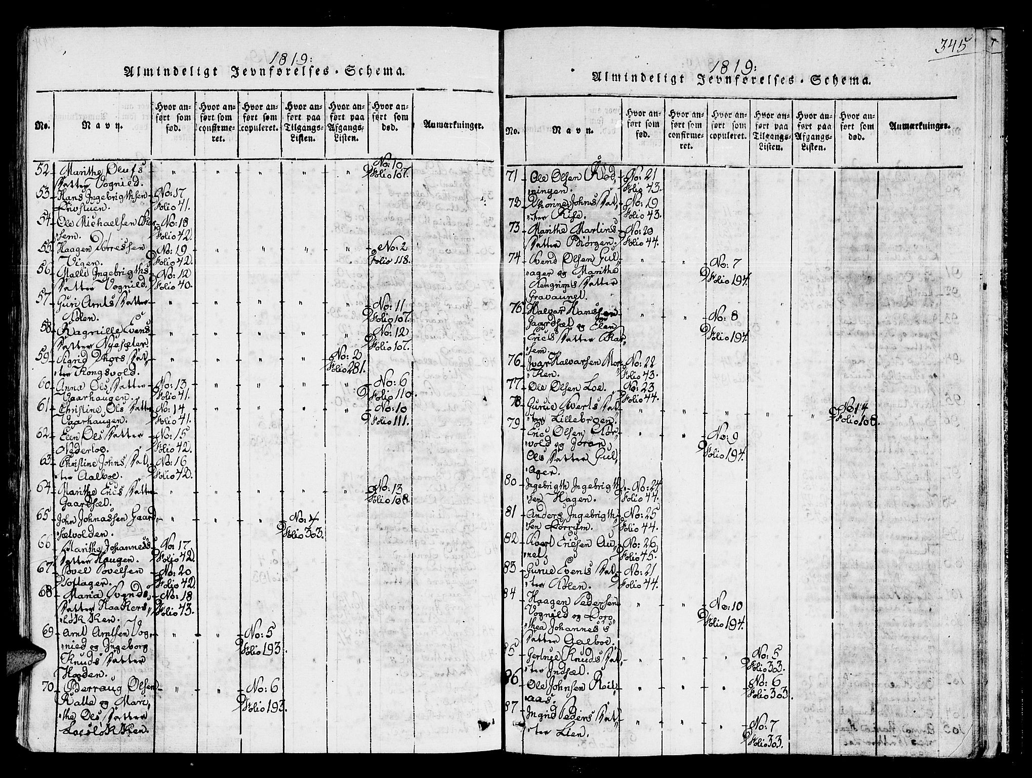 Ministerialprotokoller, klokkerbøker og fødselsregistre - Sør-Trøndelag, AV/SAT-A-1456/678/L0895: Ministerialbok nr. 678A05 /1, 1816-1821, s. 345