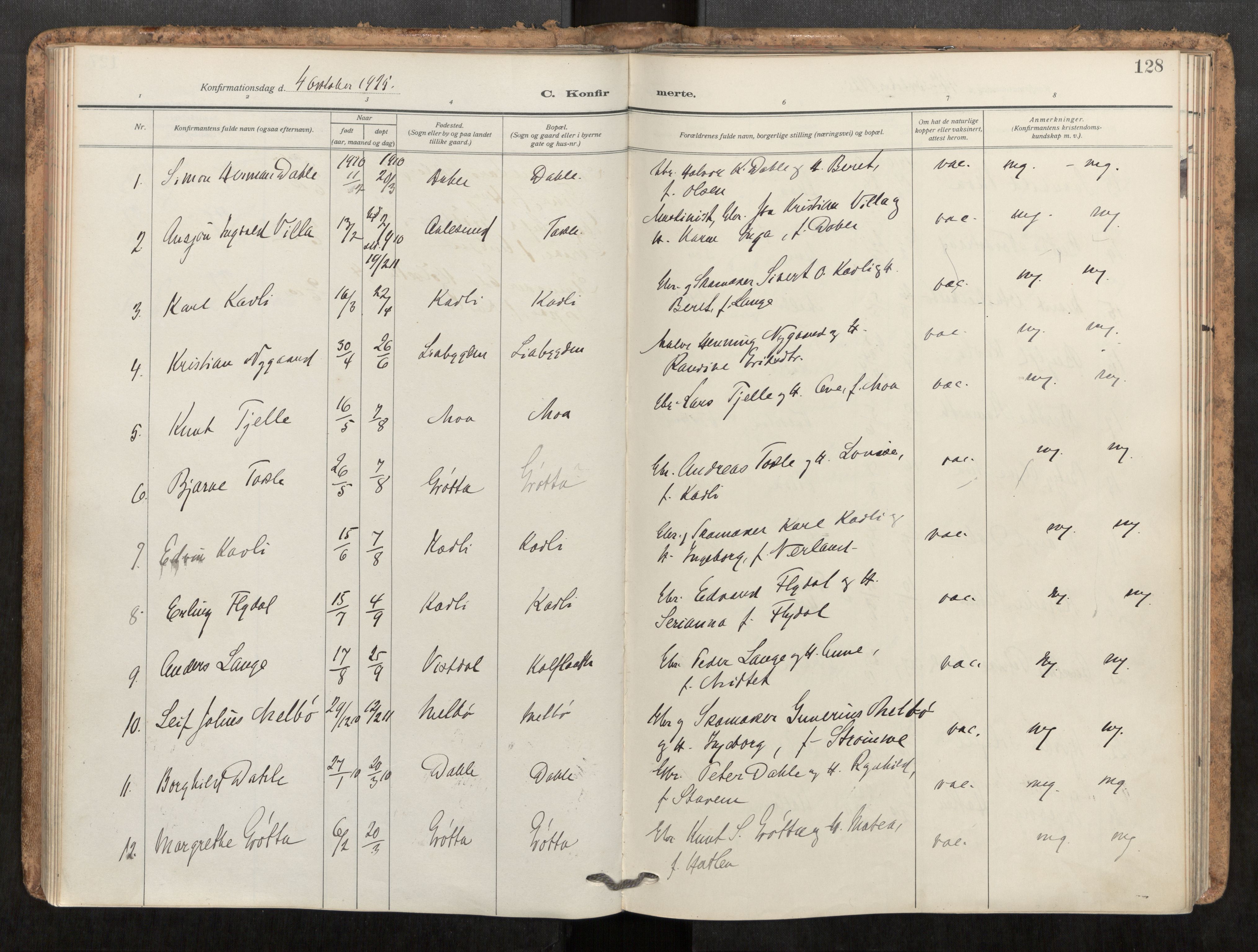Ministerialprotokoller, klokkerbøker og fødselsregistre - Møre og Romsdal, AV/SAT-A-1454/545/L0596: Ministerialbok nr. 545A04, 1921-1956, s. 128