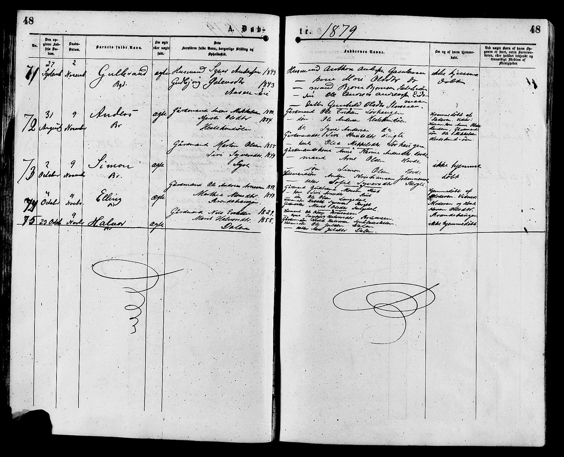 Sør-Aurdal prestekontor, AV/SAH-PREST-128/H/Ha/Haa/L0008: Ministerialbok nr. 8, 1877-1885, s. 48