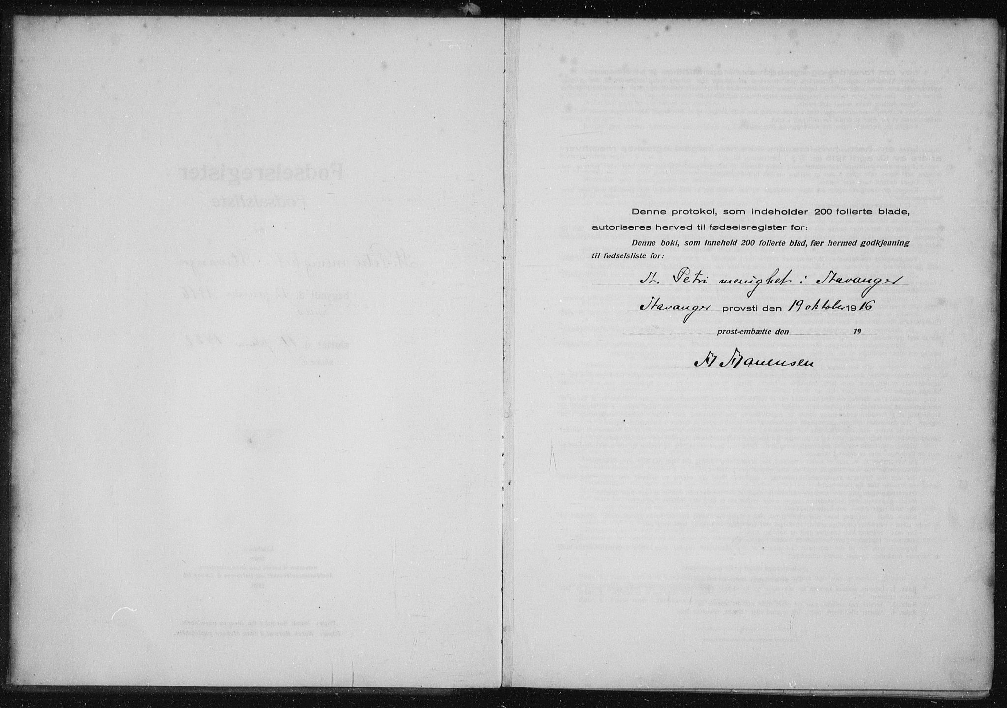 St. Petri sokneprestkontor, SAST/A-101813/002/A/L0001: Fødselsregister nr. 1, 1916-1922