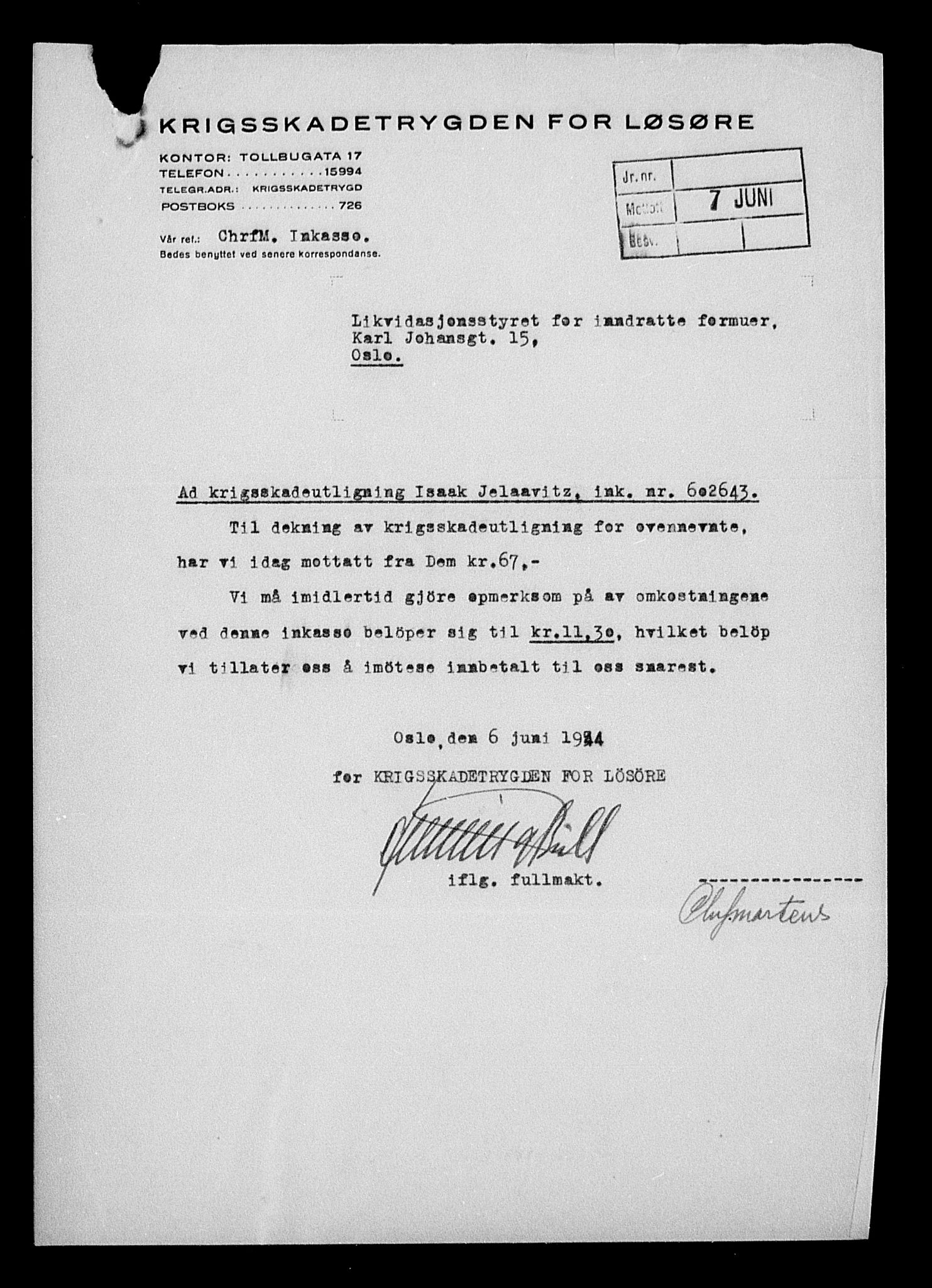 Justisdepartementet, Tilbakeføringskontoret for inndratte formuer, AV/RA-S-1564/H/Hc/Hcc/L0948: --, 1945-1947, s. 241